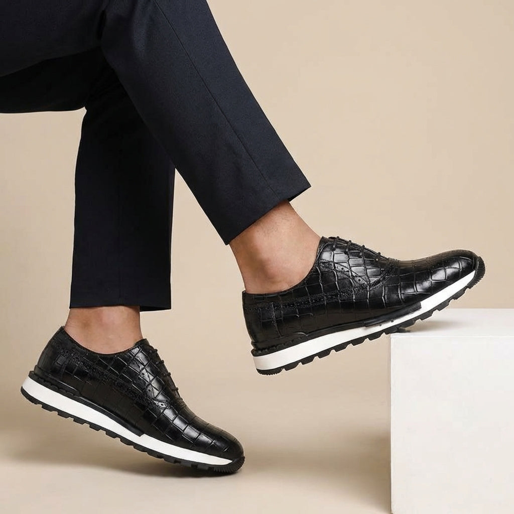 Zapatos Oxford de Cuero Genuino para Hombre con Suela de Goma y Cierre de Cordones
