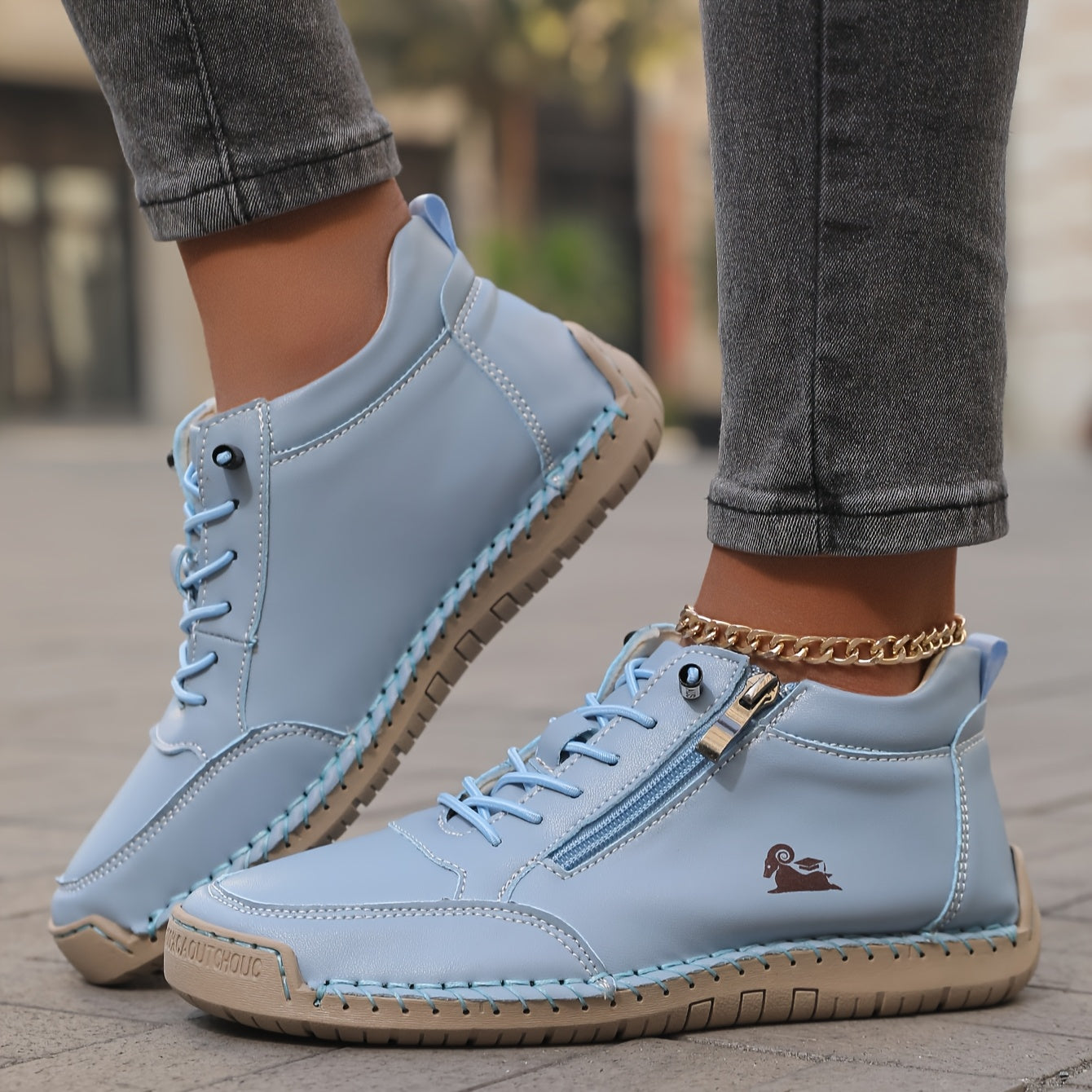 Zapatillas de Caminar para Mujer con Cierre de Cremallera y Suela Amortiguada