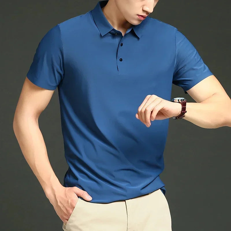 Polo de hombre elástico de alto rendimiento con secado rápido — golf