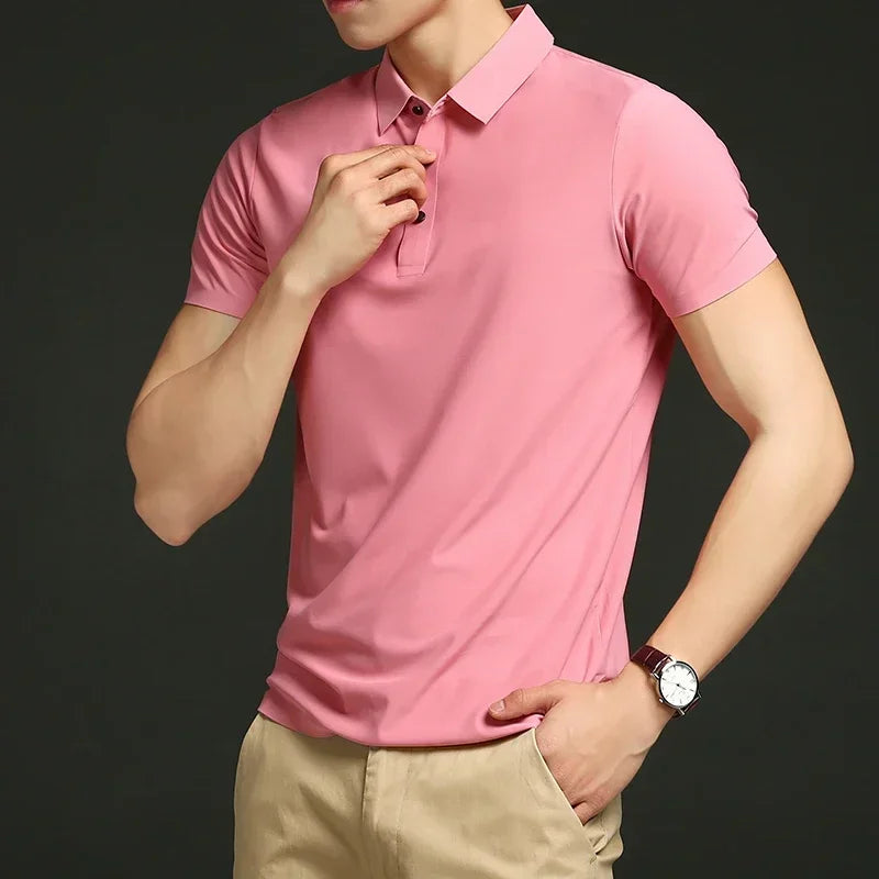 Polo de hombre elástico de alto rendimiento con secado rápido — golf