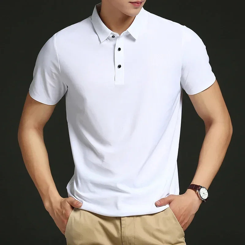 Polo de hombre elástico de alto rendimiento con secado rápido — golf