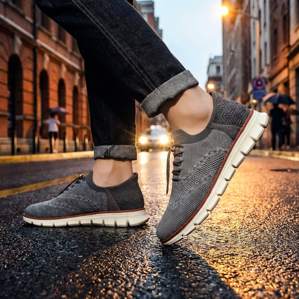 Pánské brogue boty z mesh materiálu s flexibilní gumovou podrážkou a šněrováním