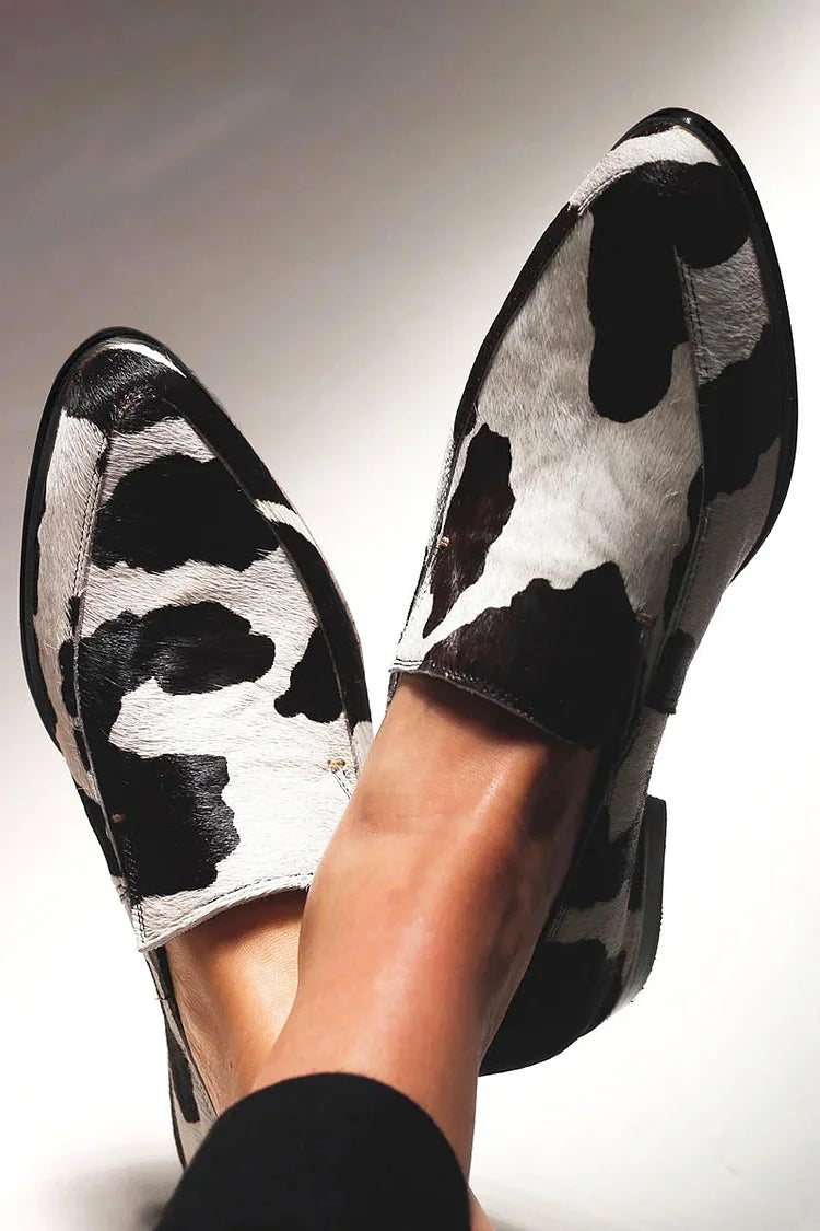 Mocasines Estilo Mule de Piel con Punta Redonda y Suela de Goma para Mujer