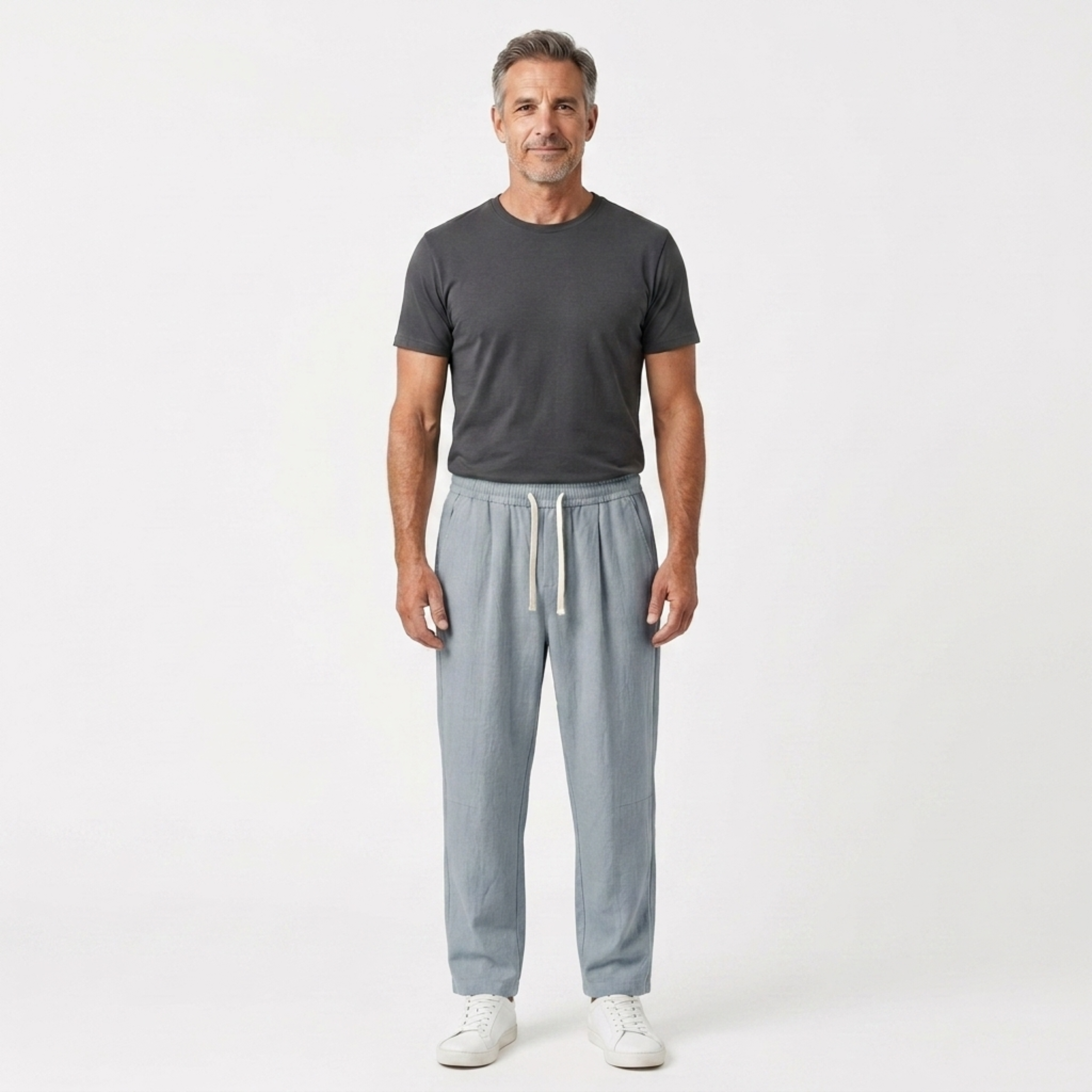 Pantalon en lin homme — coupe fuselée avec taille élastique