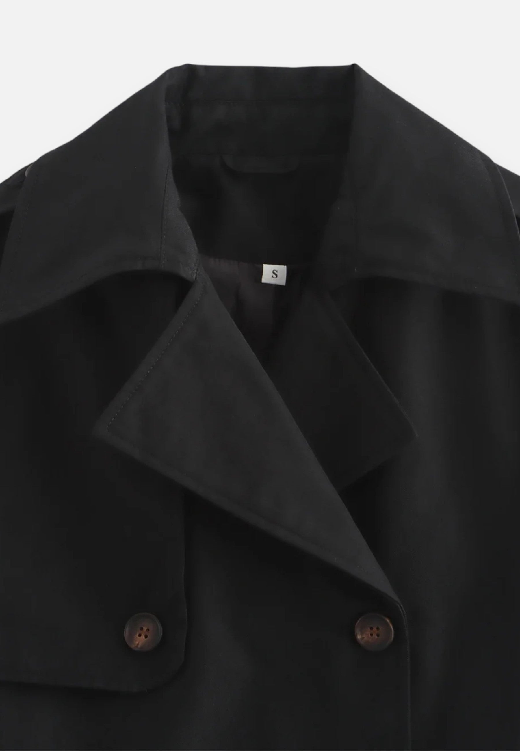 Chaqueta Corta de Poliéster con Doble Botonadura y Cuello de Solapa para Mujer