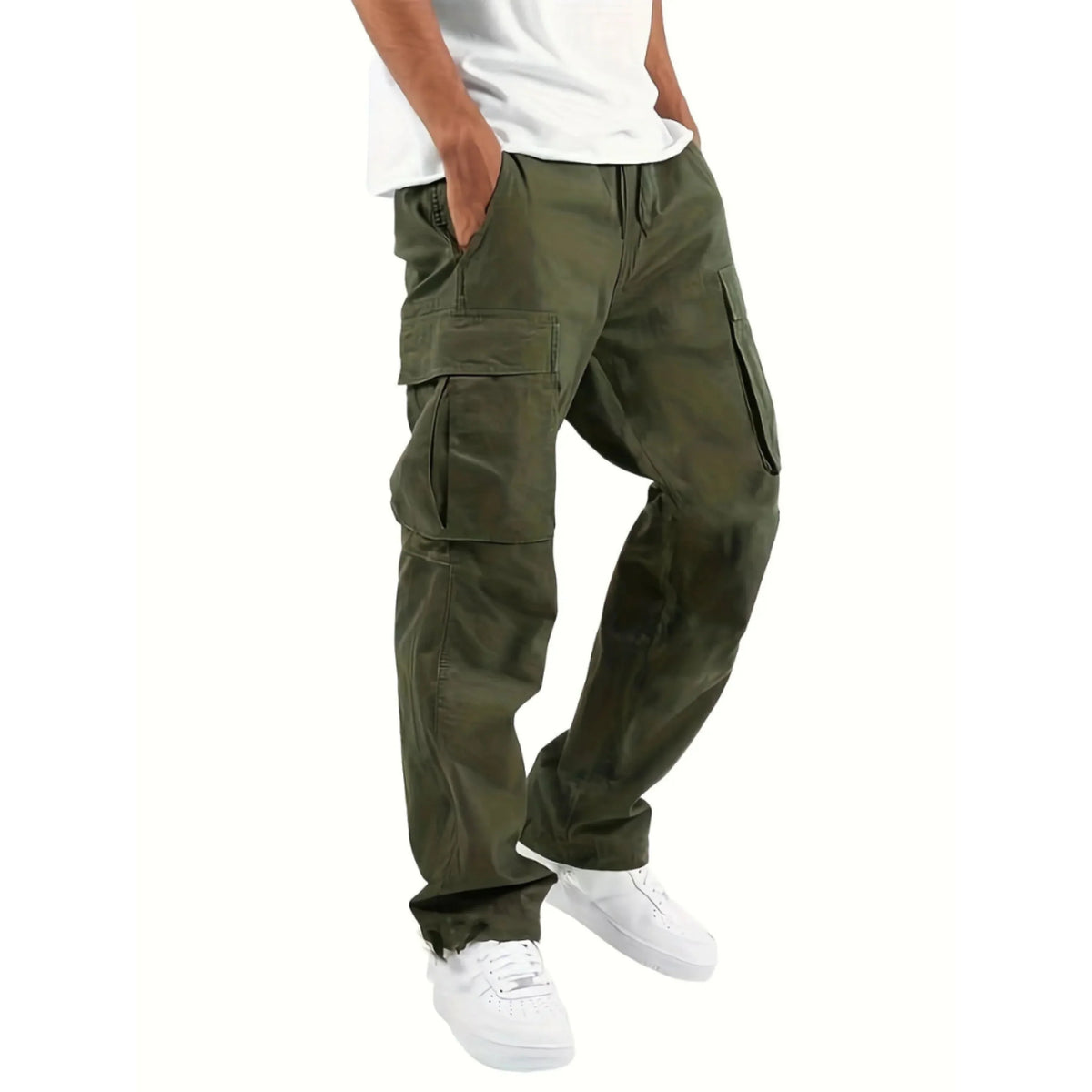 Men's Cargo Pants with a Wide Straight Fit and Functional Pockets