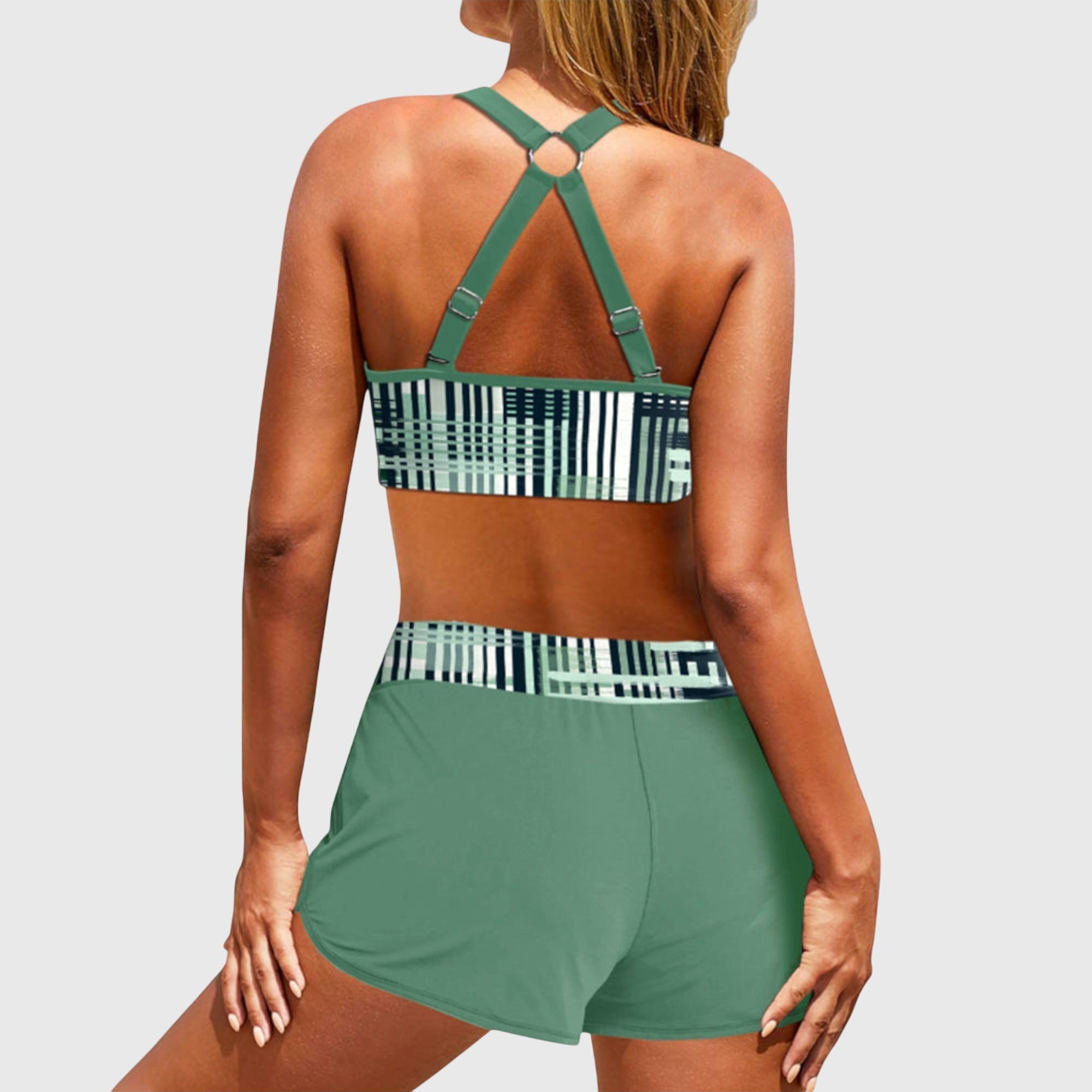 Bikini acanalado talle alto | conjunto bañador dos piezas playa