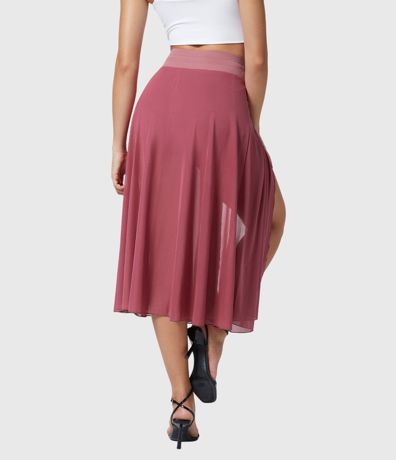 Falda Midi Acampanada de Talle Alto para Mujer con Cordón Ajustable