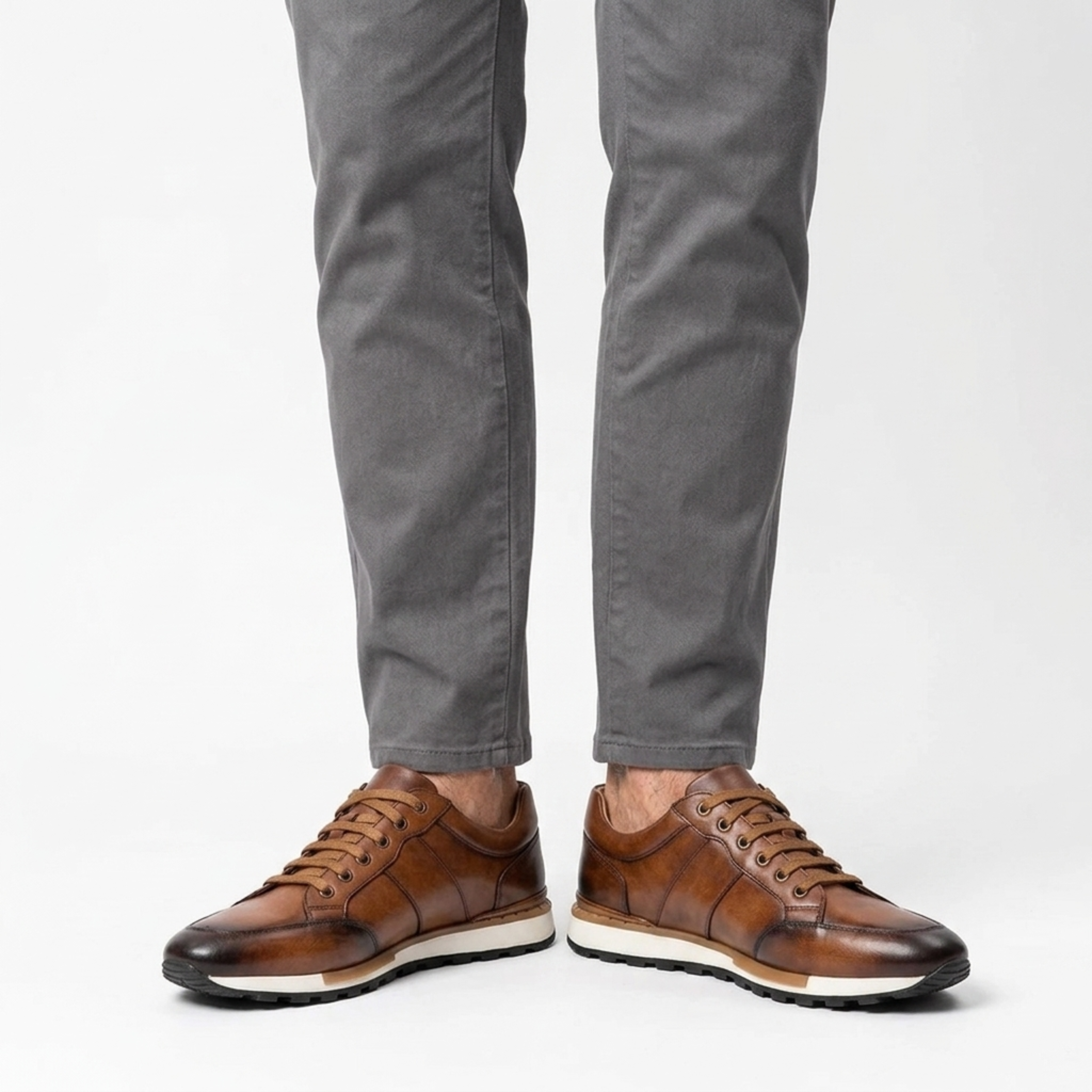 Zapatillas de cuero para hombre | calzado con cordones uso diario