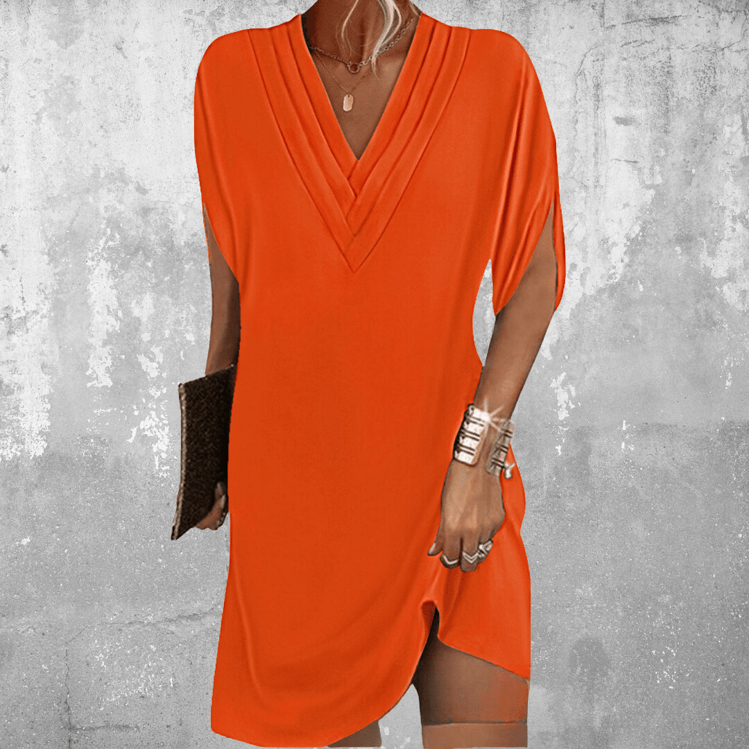 Vestido Corto con Cuello en V y Mangas con Abertura para Mujer