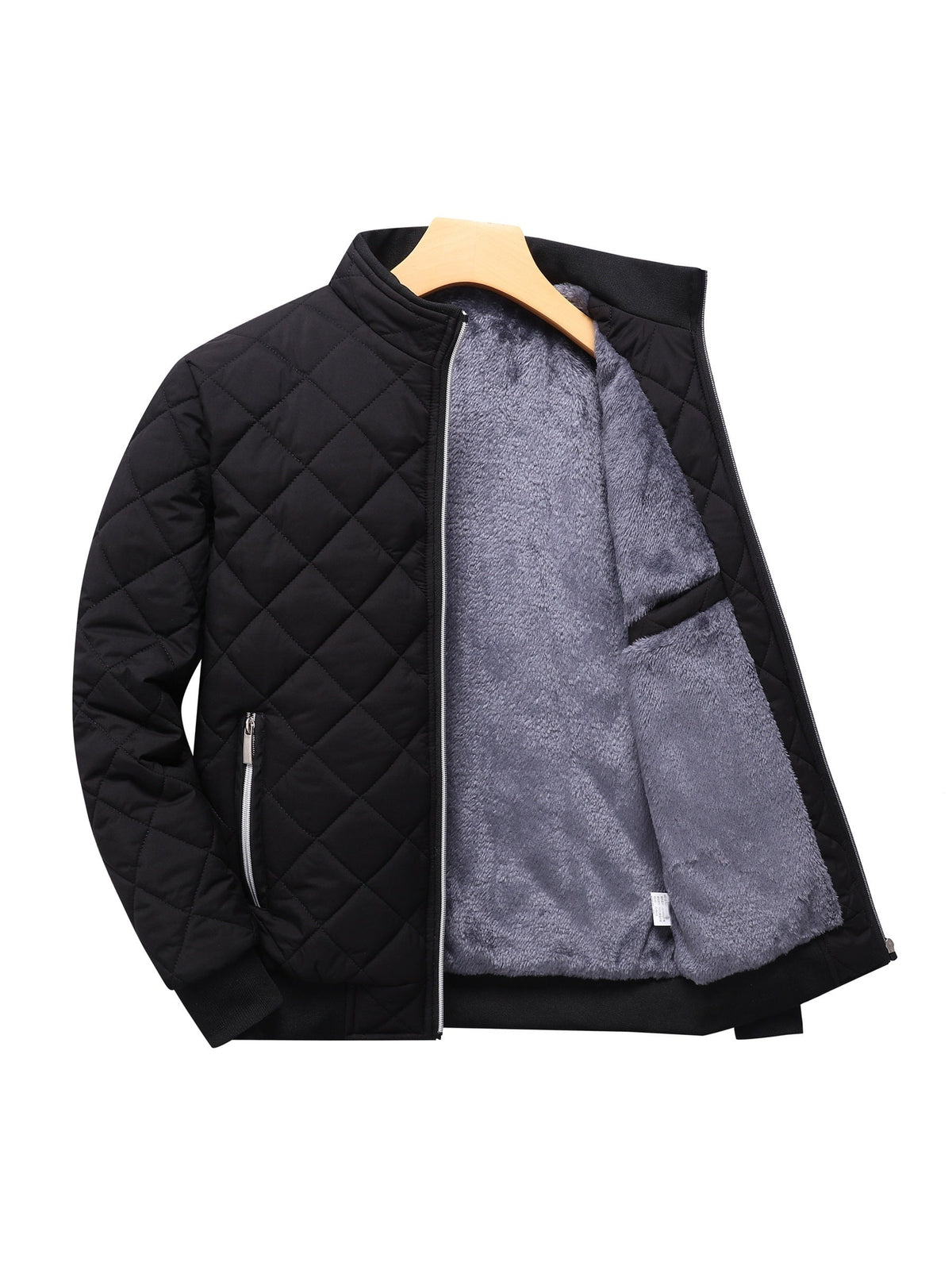 Chaqueta Acolchada de Poliéster para Hombre con Cuello Alto y Cremallera