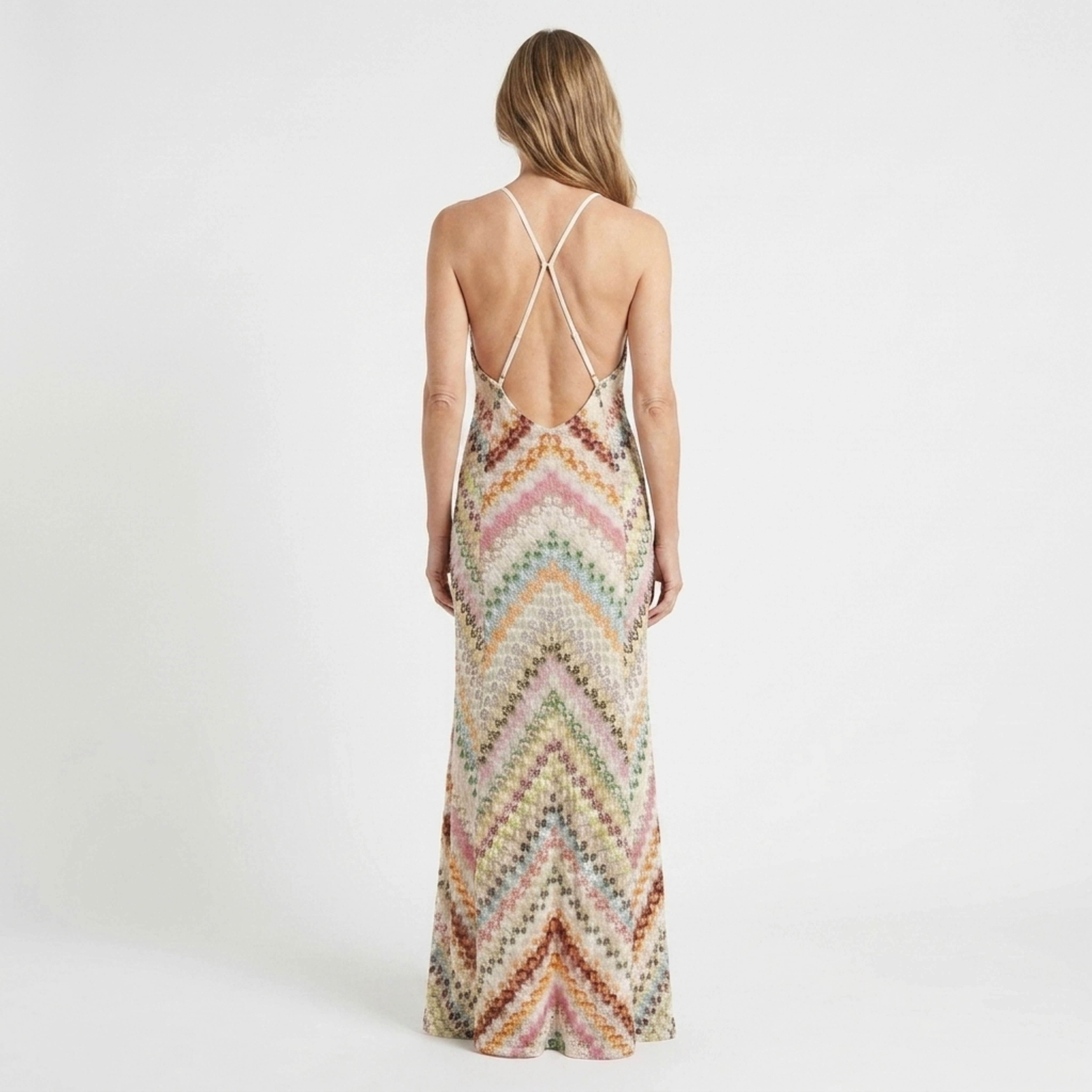 Vestido largo punto — tirantes cruzados para vacaciones