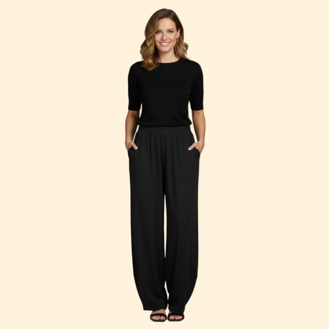 Pantalones de Pata Ancha para Mujer con Cintura Elástica y Corte Holgado