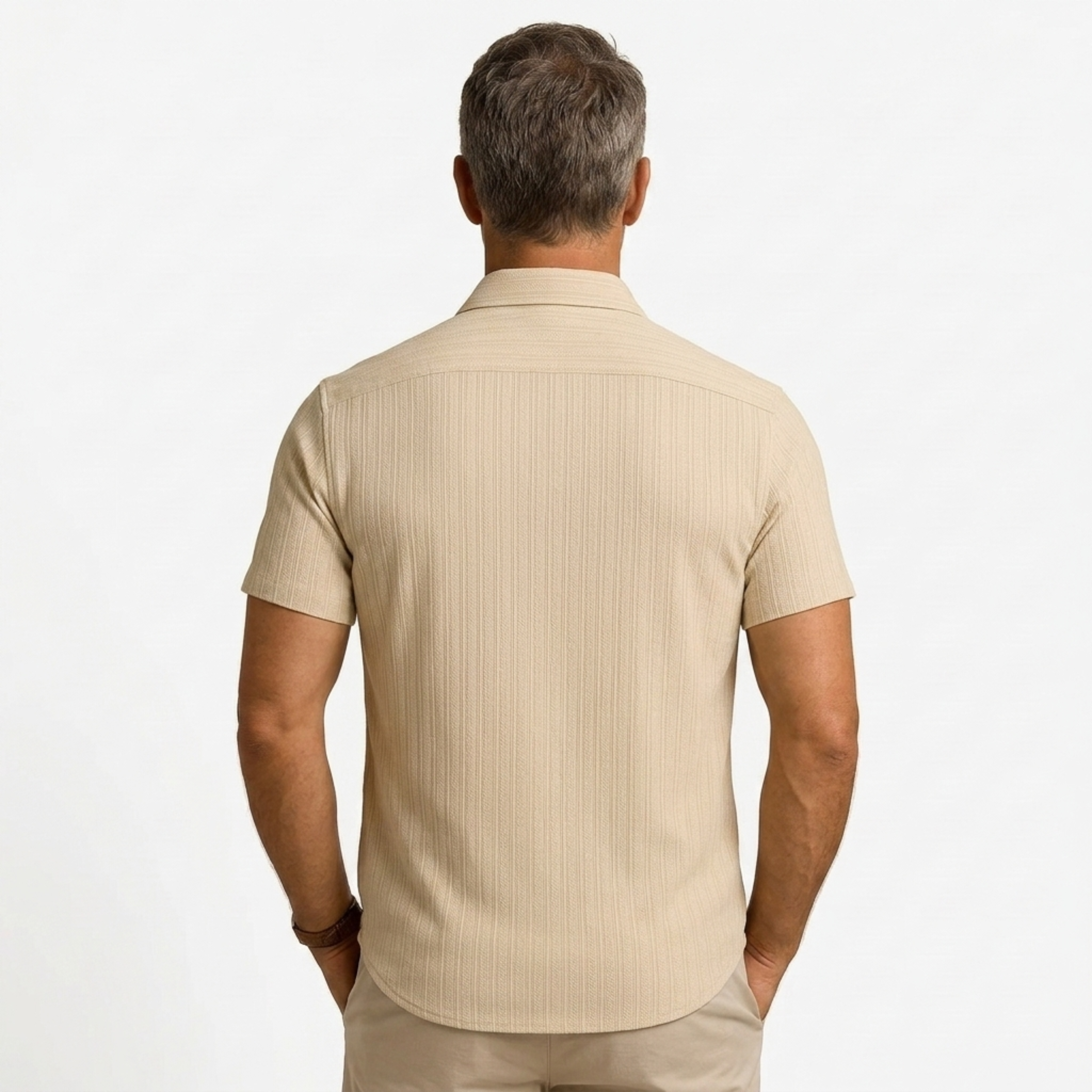 Camisa de algodón y lino | diseño manga corta para playa