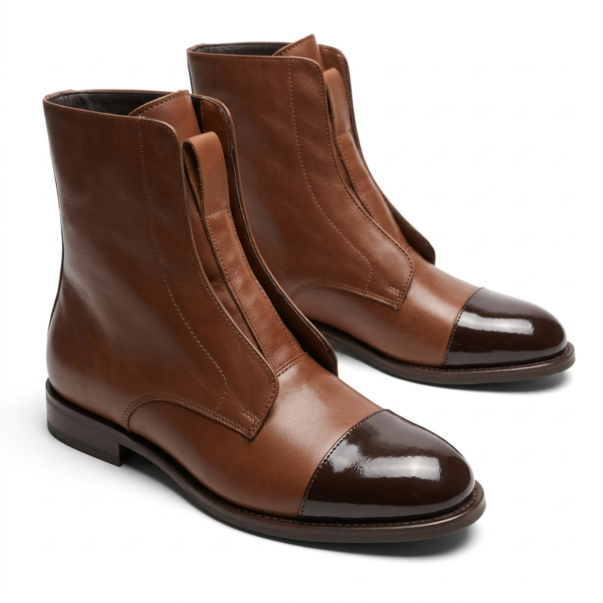 Botas Altas de Cuero para Mujer con Cordones y Cierre de Cremallera