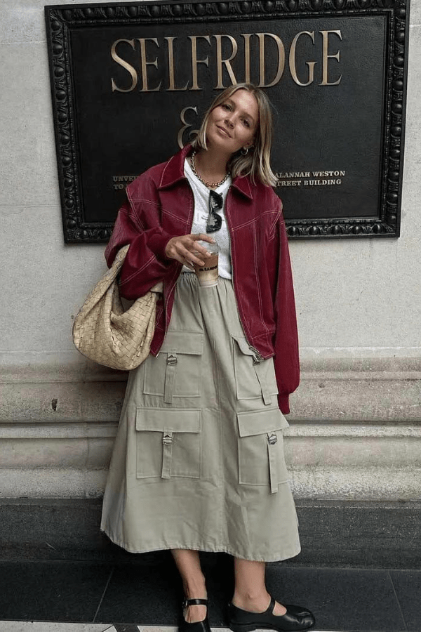 Oversized bomber μπουφάν από συνθετικό δέρμα με αντίθετες ραφές