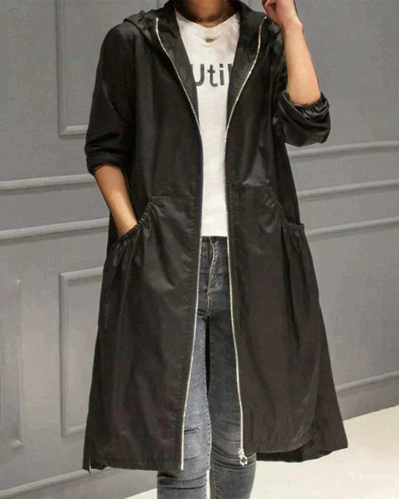 Gabardina Impermeable Larga de Mujer con Corte Protector y Diseño Transpirable