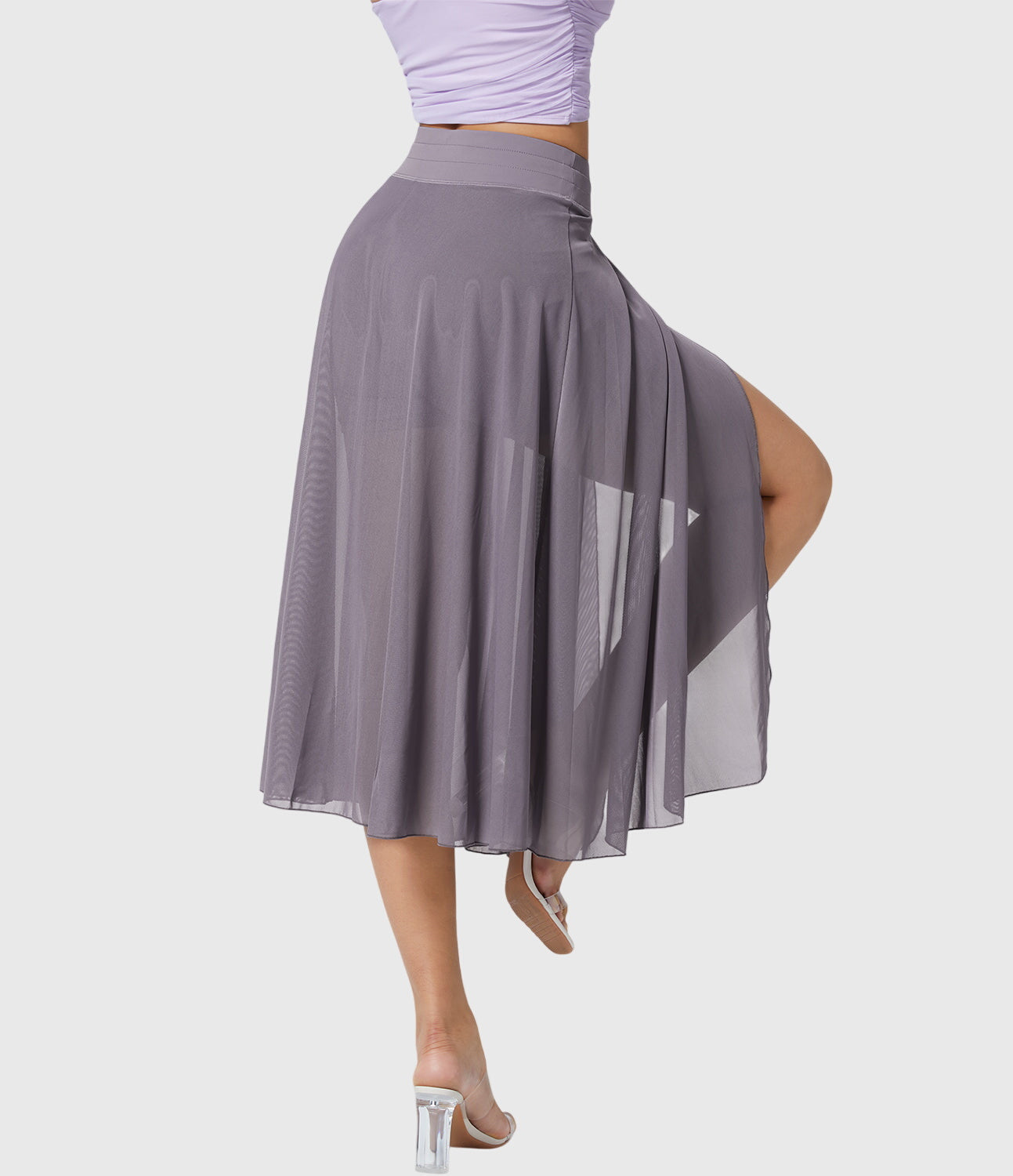 Falda Midi Acampanada de Talle Alto para Mujer con Cordón Ajustable