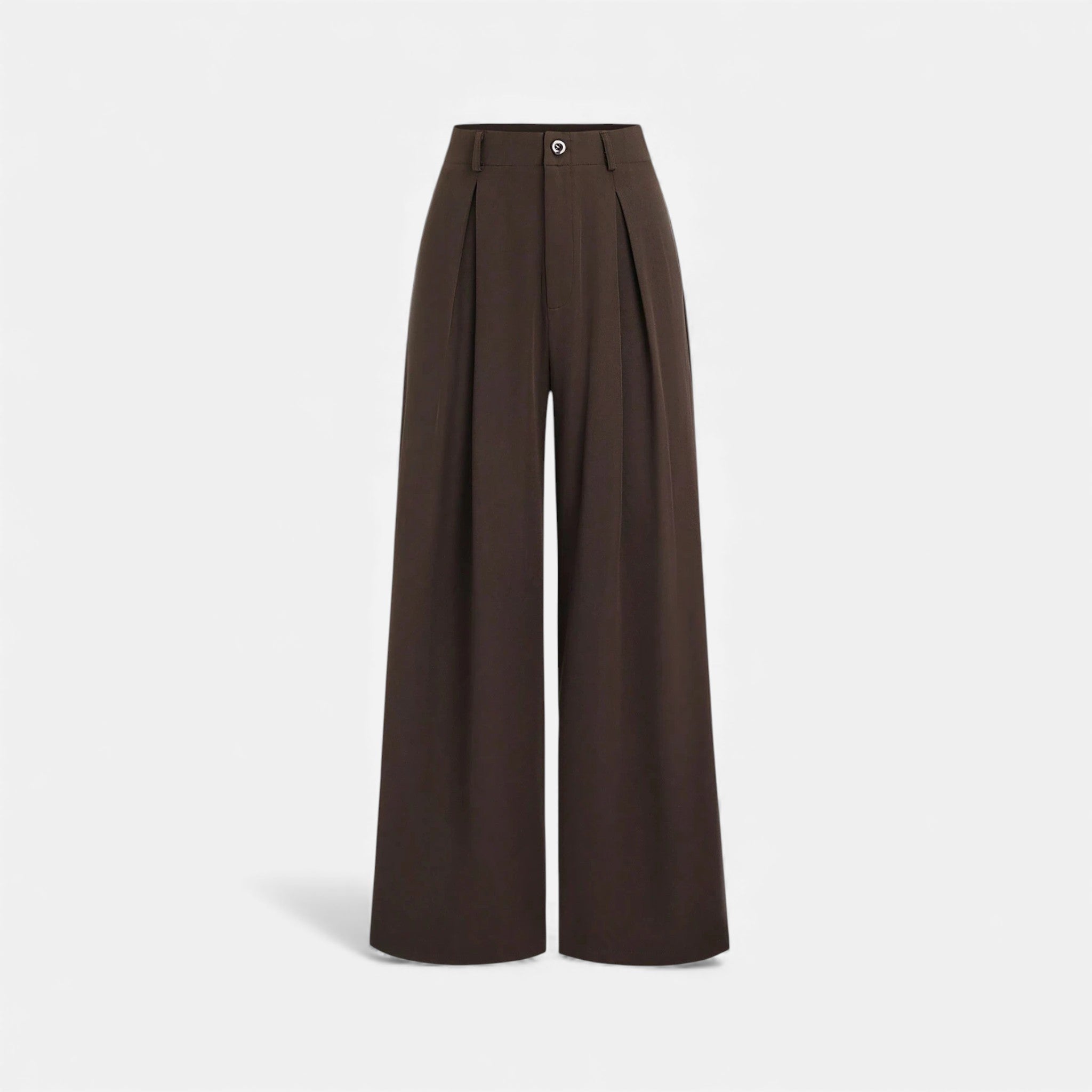 Pantalones de Pierna Ancha con Pinzas Jacquard y Cintura Alta para Mujer