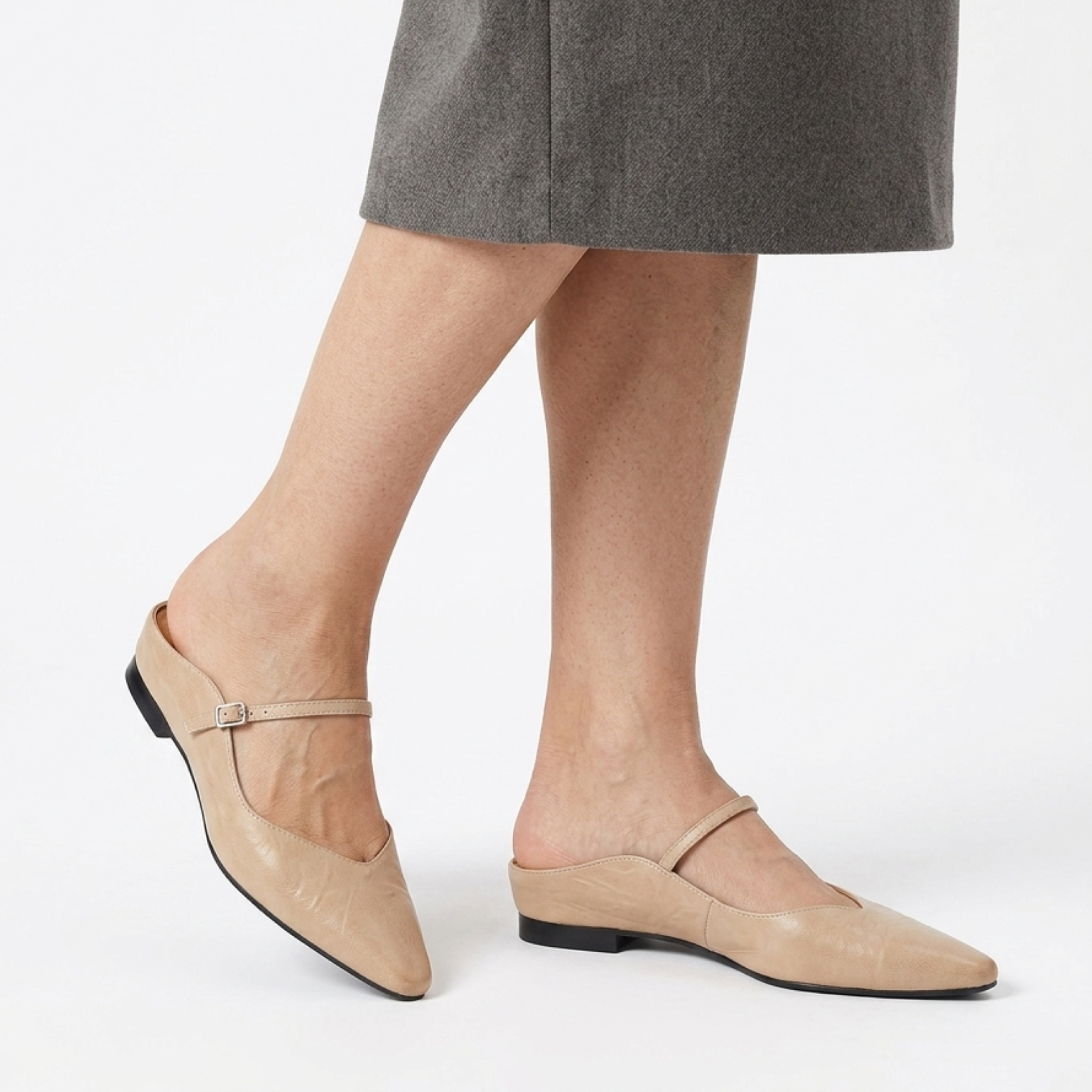 Mocasines mujer cuero | punta fina con hebilla para oficina