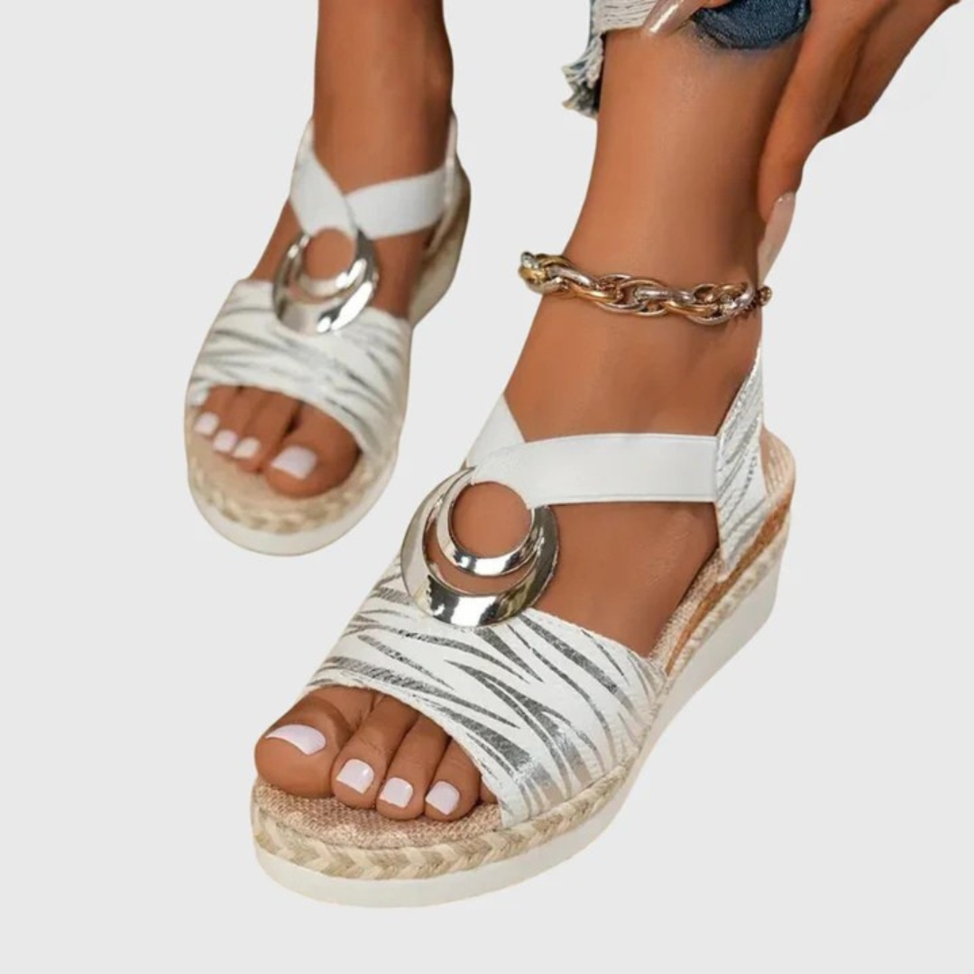Sandalias de Plataforma para Mujer Cuñas con Tira al Tobillo y Acabado de Corcho