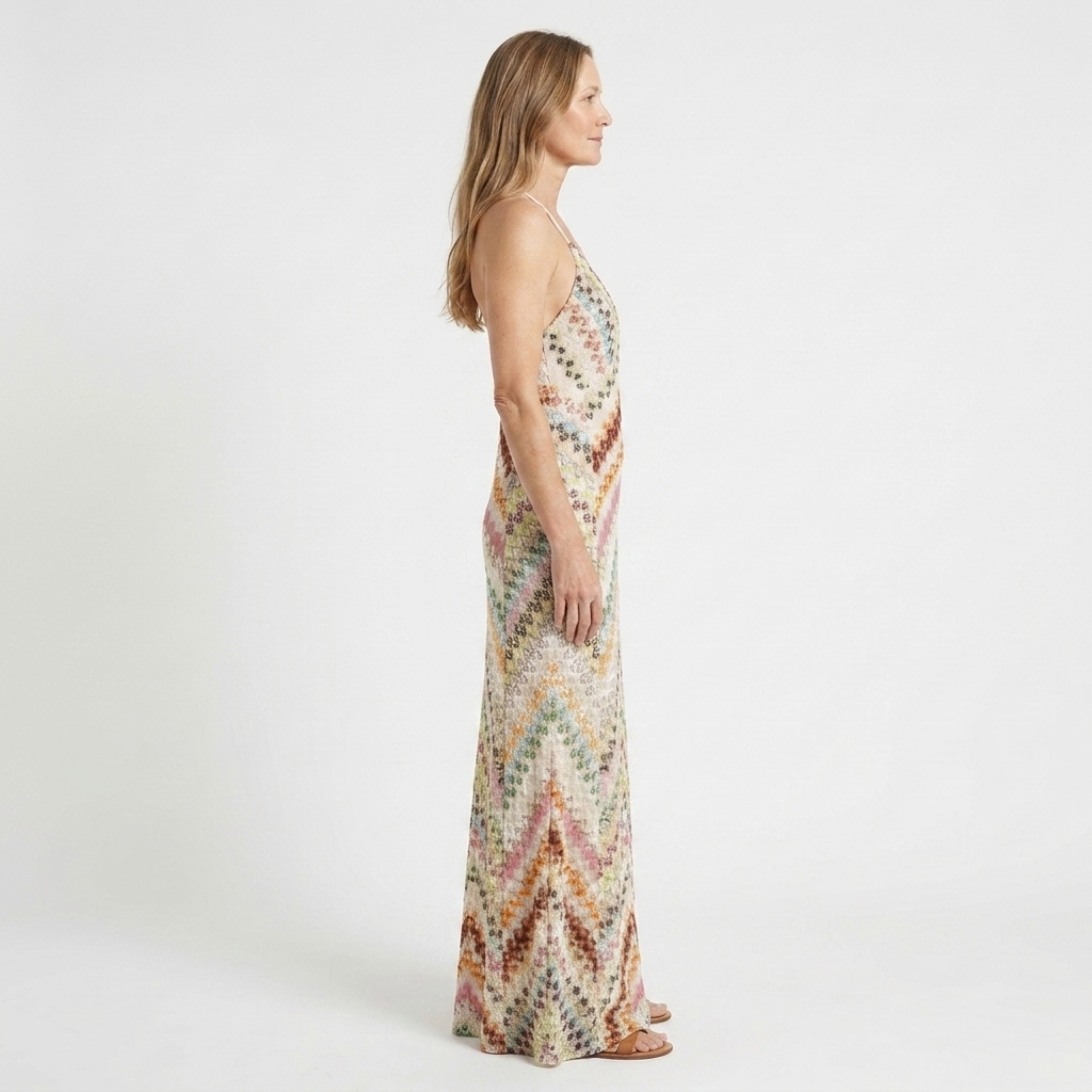 Vestido largo punto — tirantes cruzados para vacaciones