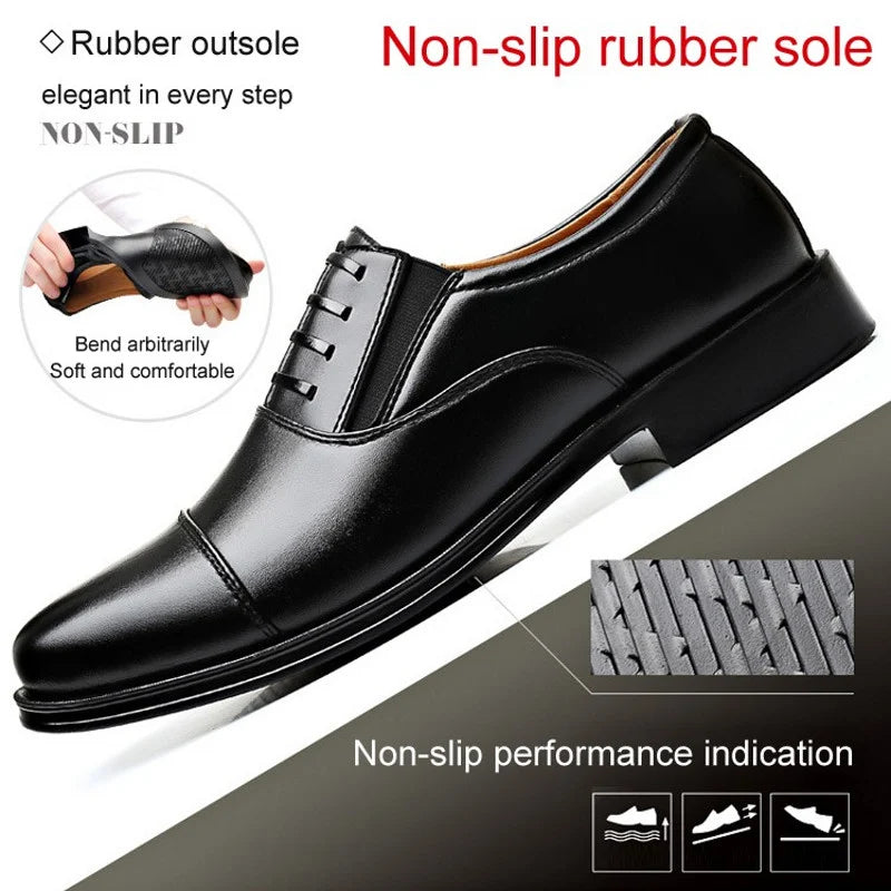 Zapatos de Vestir de Hombre de Cuero con Puntera Redonda y Suela Antideslizante