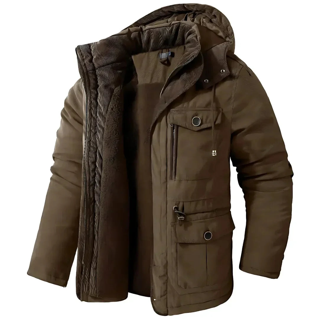Chaqueta Impermeable y Cortavientos con Forro Polar y Capucha Desmontable
