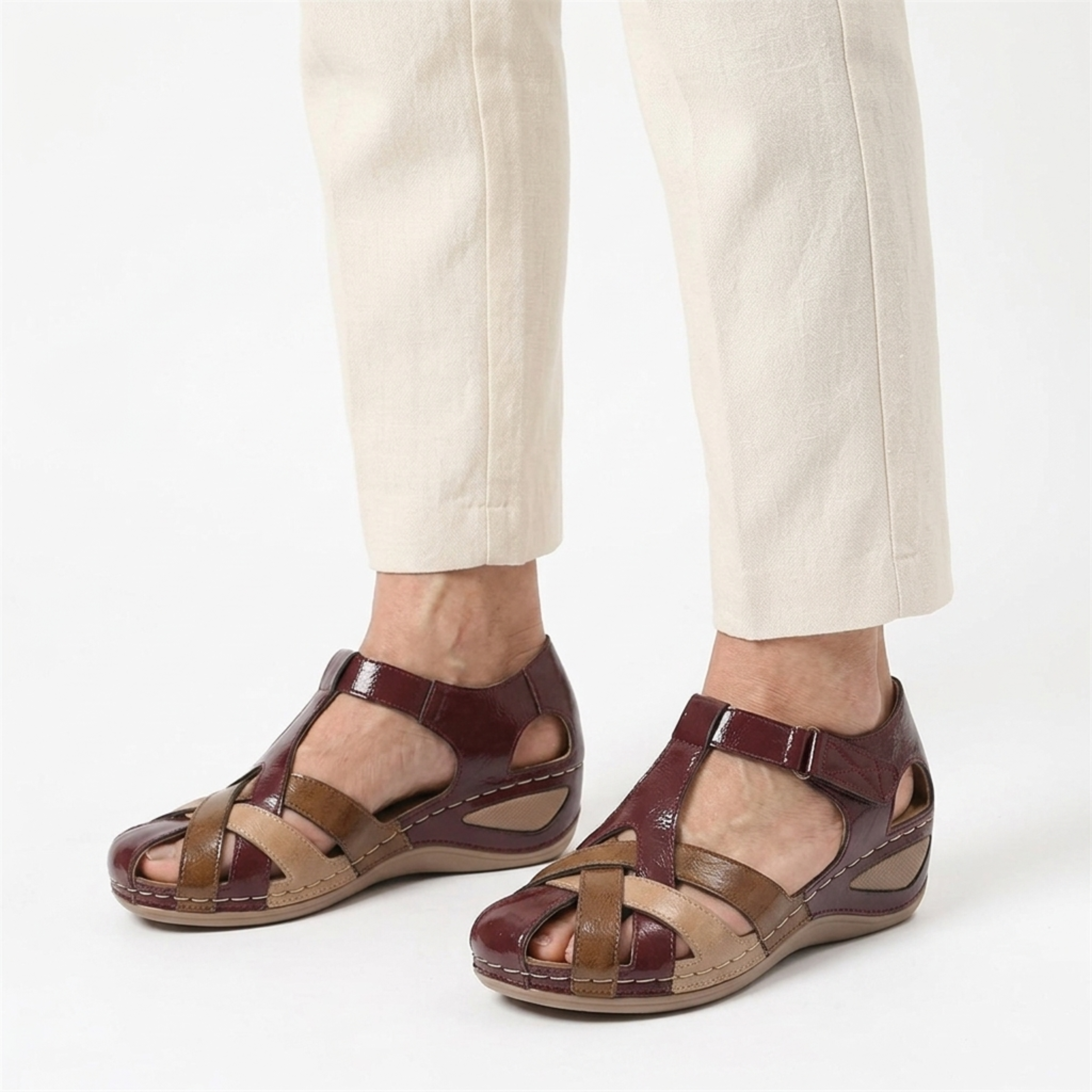 Sandales en cuir pour femme — brides entrelacées pour un usage quotidien
