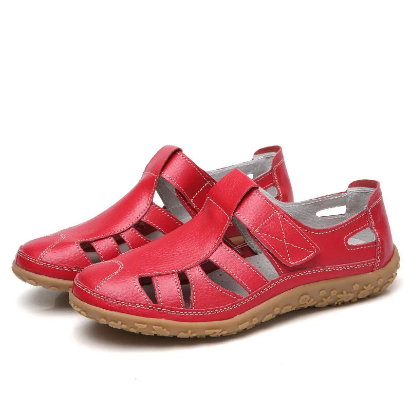 Sandalias romanas mujer cuero suave caladas suela flexible confort