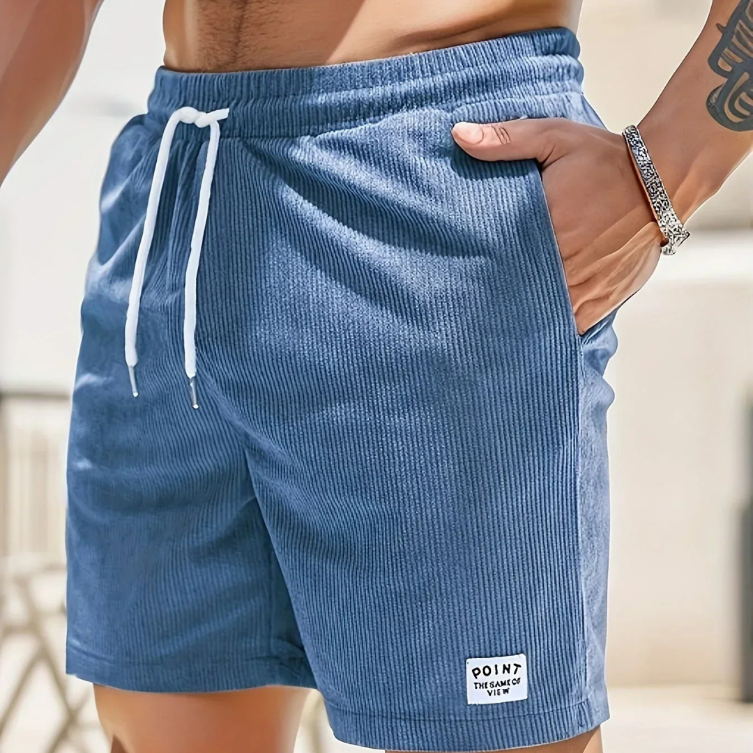 Pantalones cortos de pana para hombre - bermudas con cordón ajustables