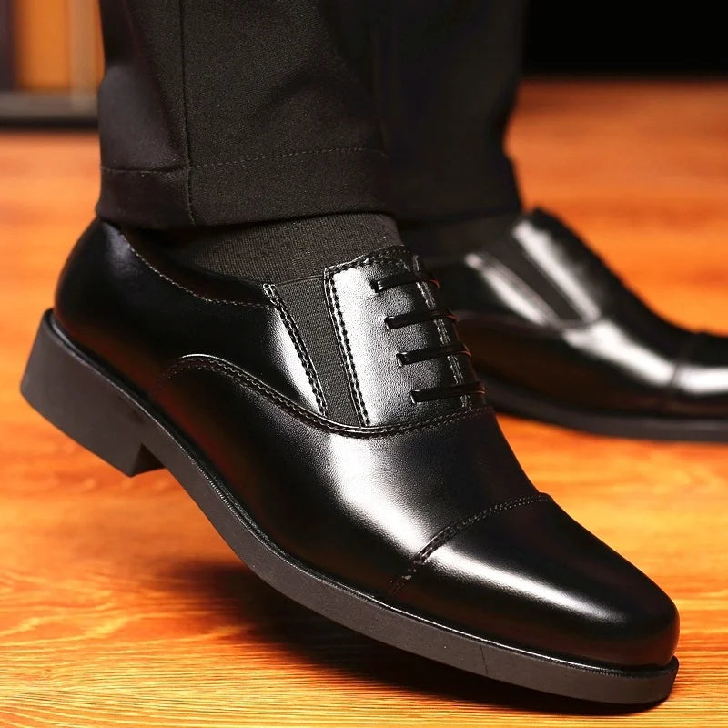 Zapatos de Vestir de Hombre de Cuero con Puntera Redonda y Suela Antideslizante