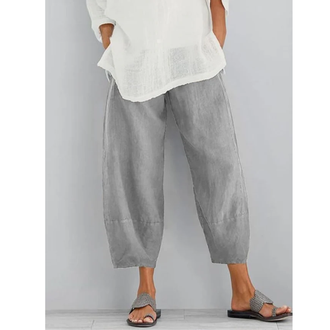 Pantalones de lino para mujer - corte holgado de ocio - playa