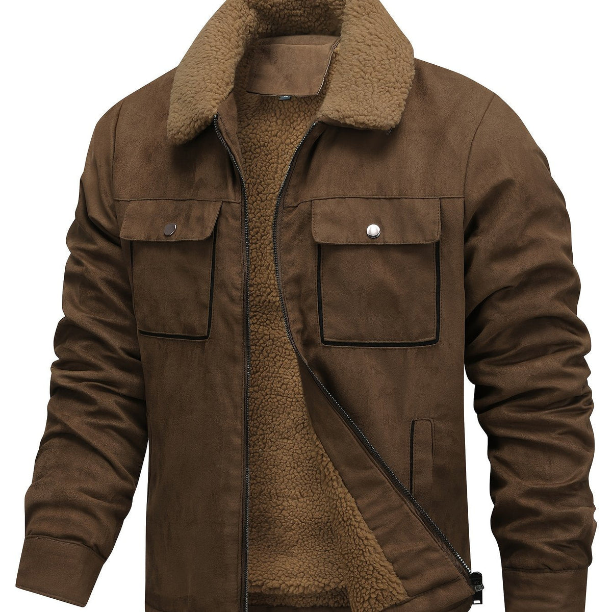 Soft Fleece Jacket with Classic Collar and Secure Pockets