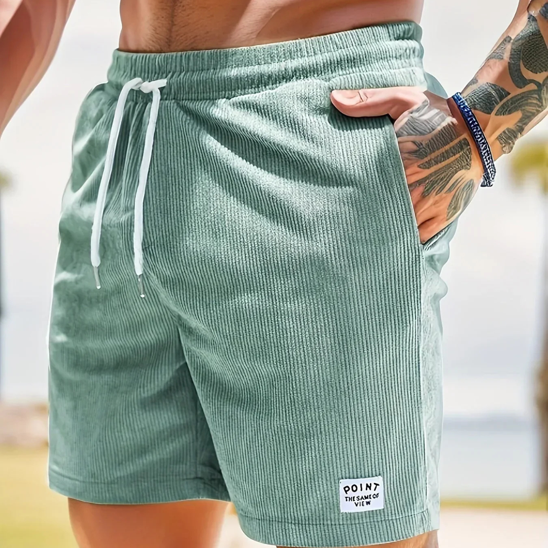 Pantalones cortos de pana para hombre - bermudas con cordón ajustables