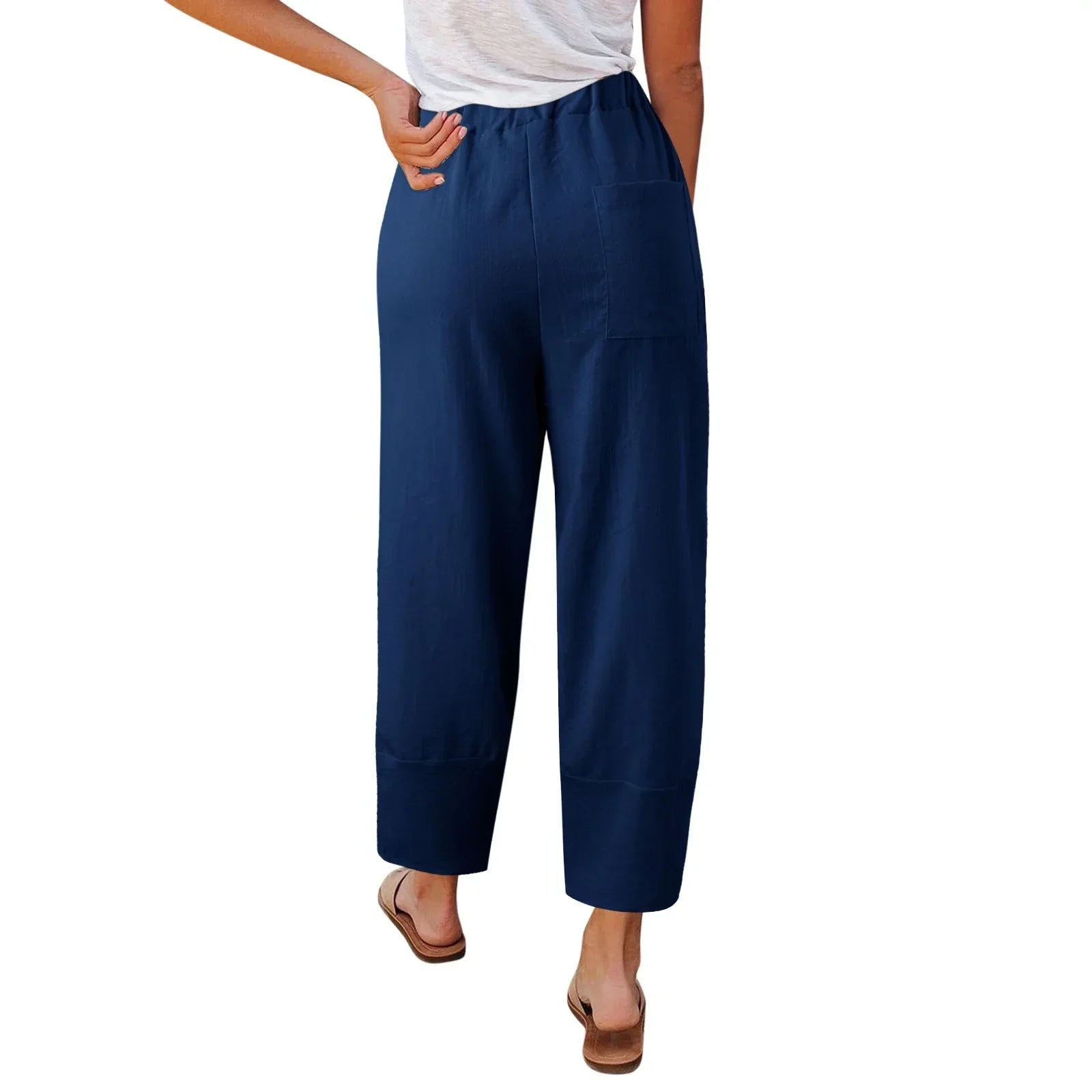 Pantalones de Pata Ancha para Mujer con Diseño Holgado y Corte Tobillero