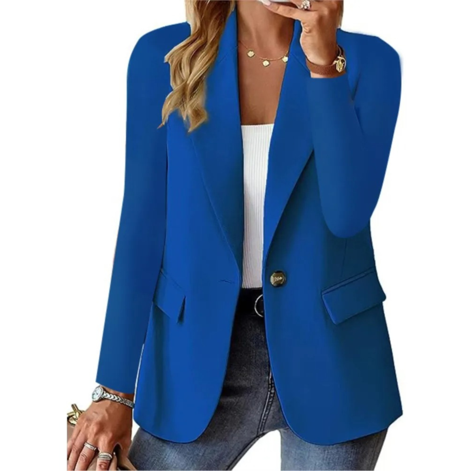 Blazer mujer corte holgado elegante chaqueta americana solapa clásica casual