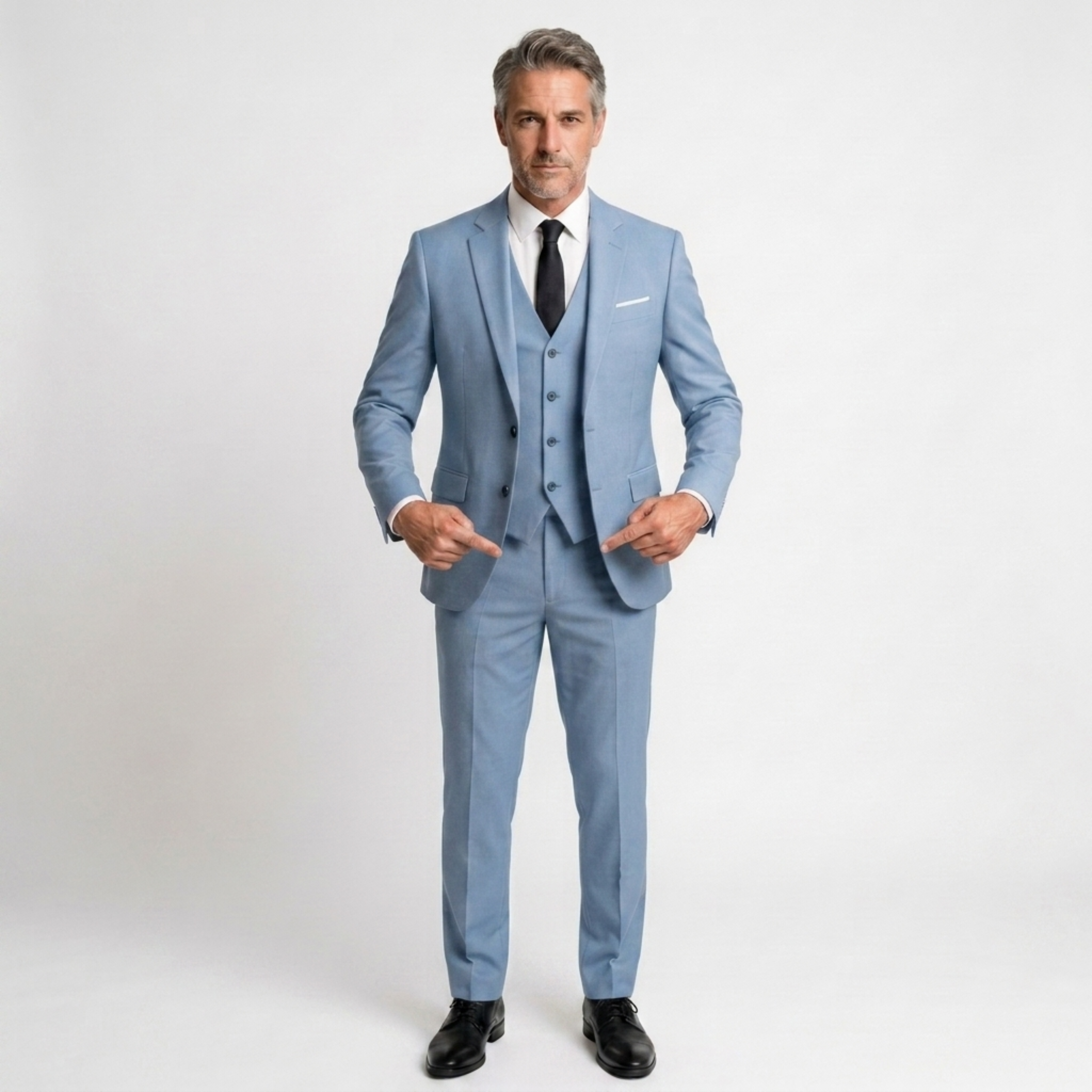 Férfi háromrészes öltöny slim fit | formális esküvői szett