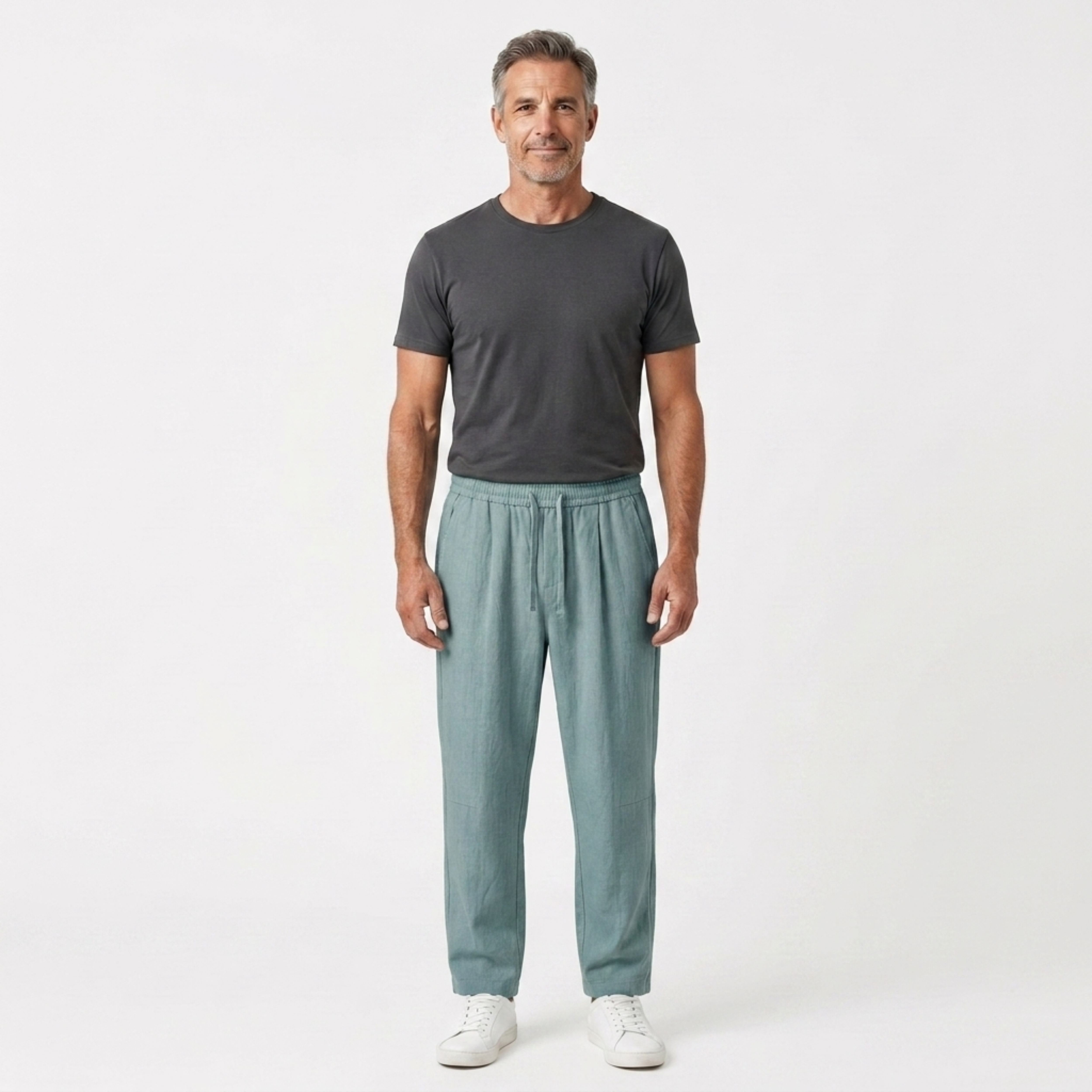 Pantalon en lin homme — coupe fuselée avec taille élastique