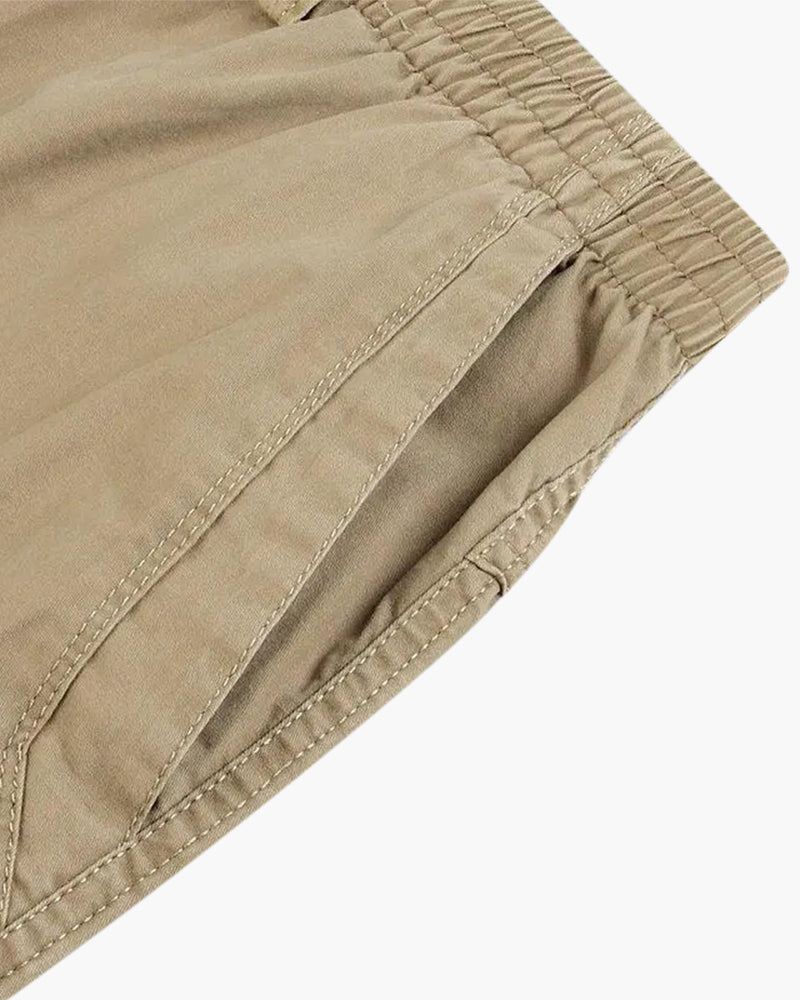 Pantalones Capri de Algodón y Lino con Cintura Elástica y Cordón Ajustable