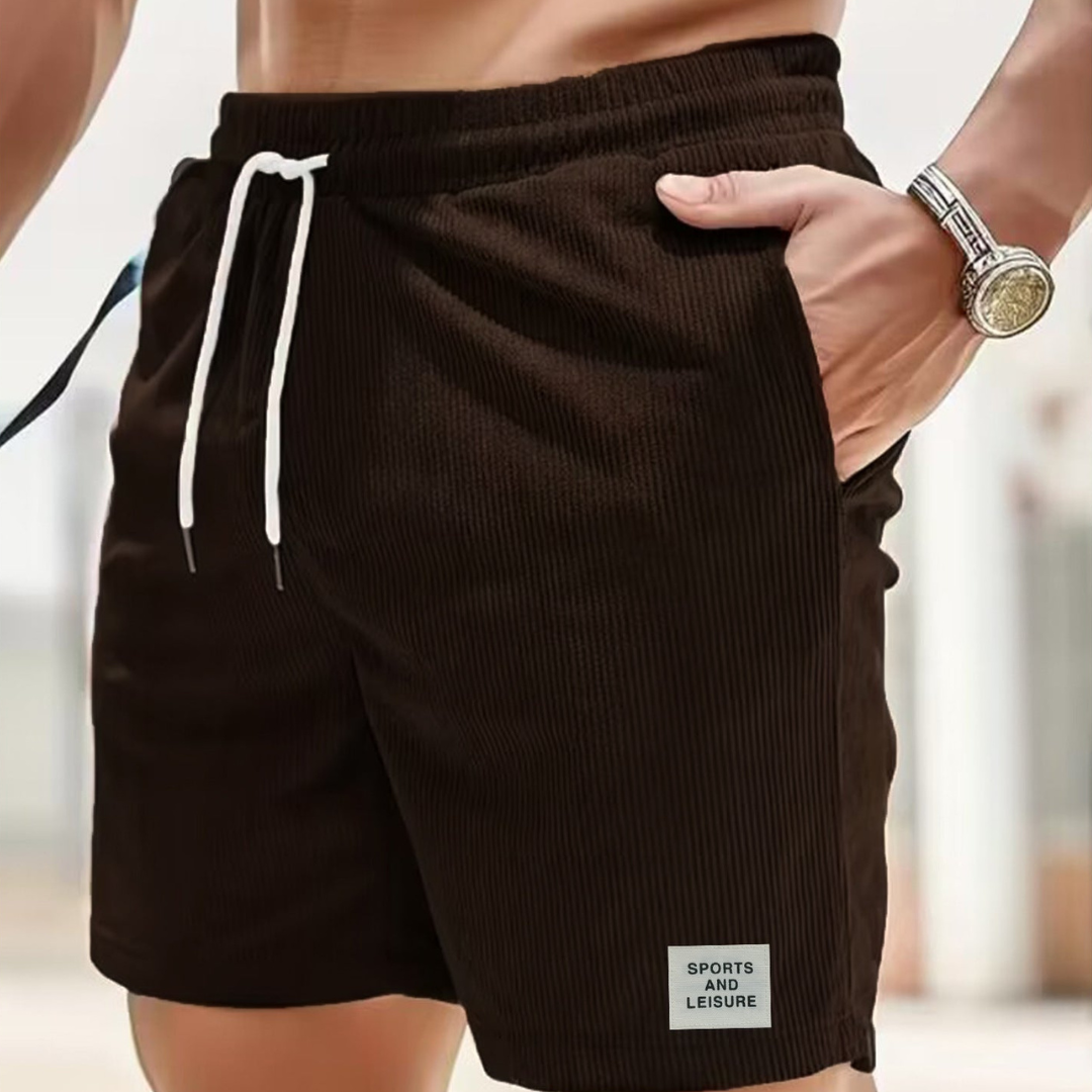 Pantalones cortos de pana para hombre - bermudas con cordón ajustables
