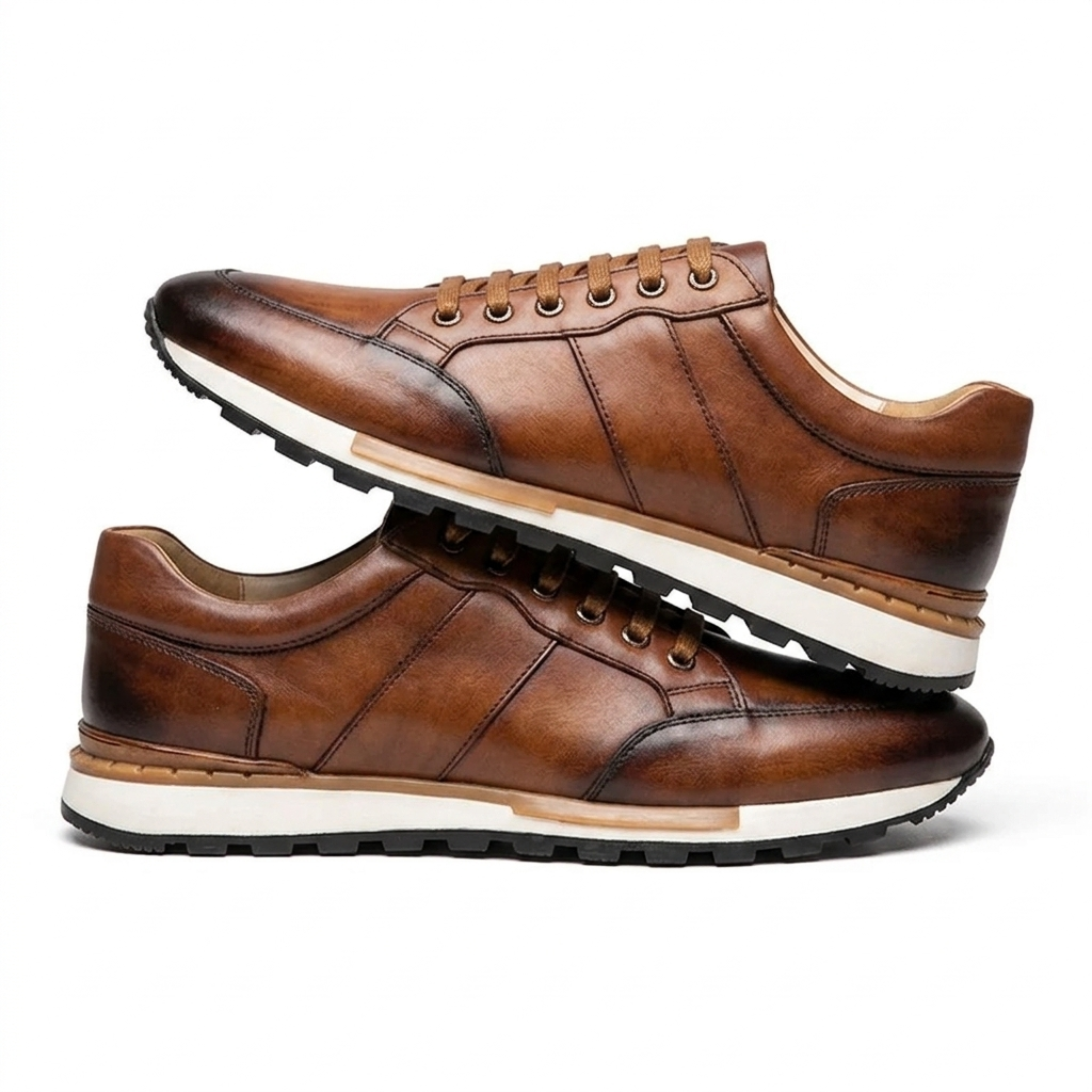 Zapatillas de cuero para hombre | calzado con cordones uso diario