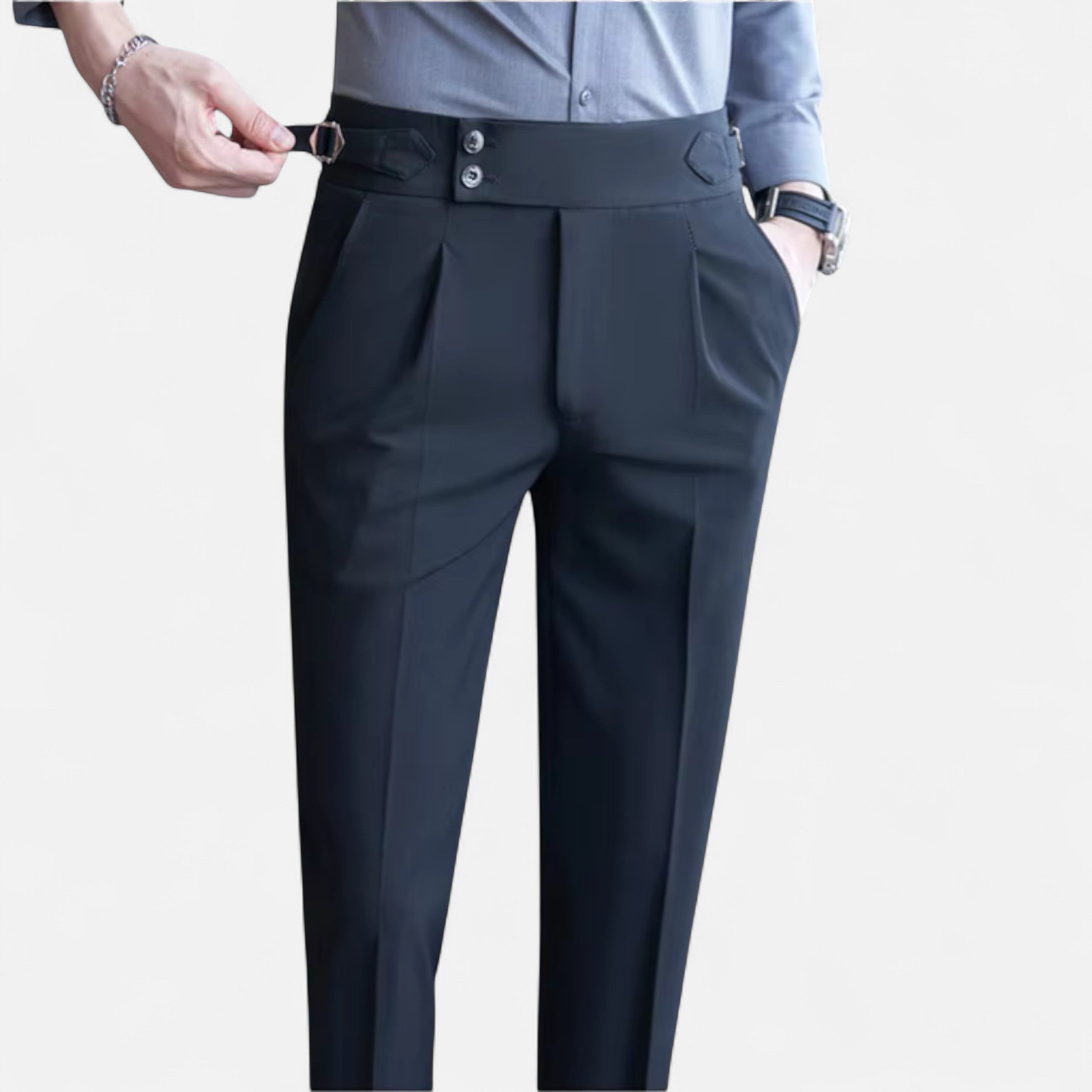 Pantalons élégants pour homme style anglais coupe ajustée