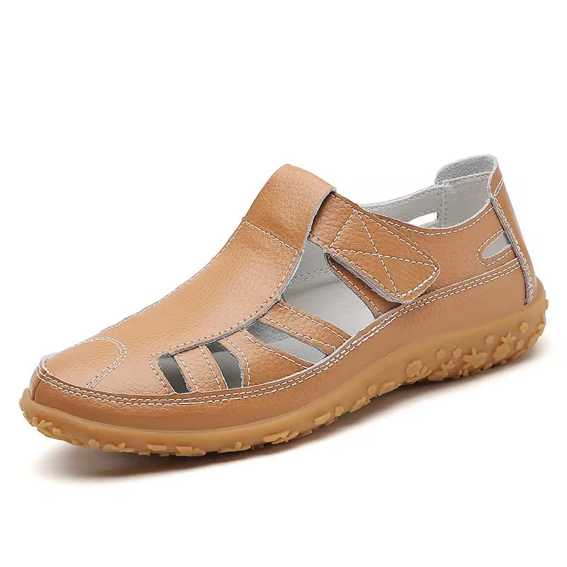 Sandalias romanas mujer cuero suave caladas suela flexible confort
