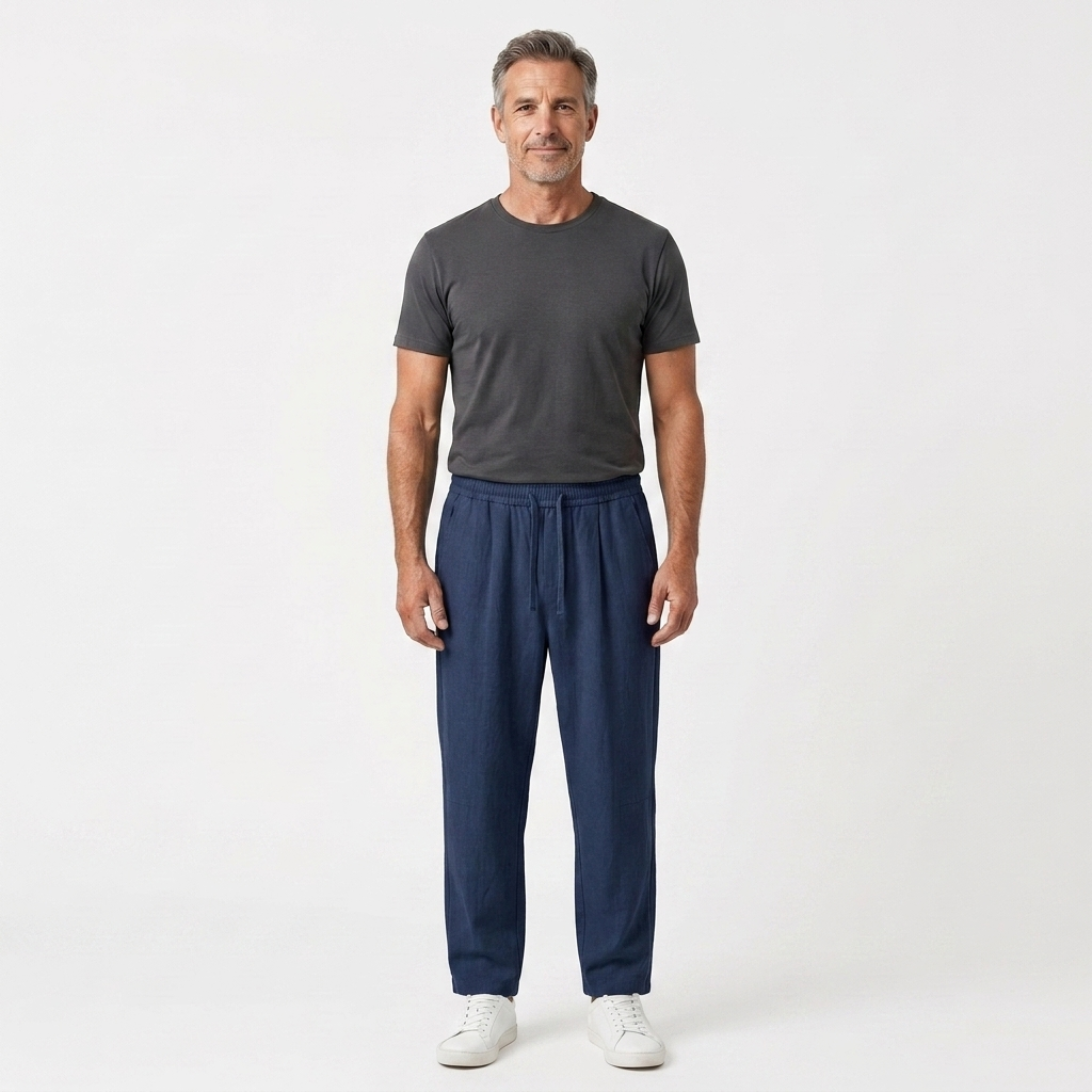 Pantalon en lin homme — coupe fuselée avec taille élastique