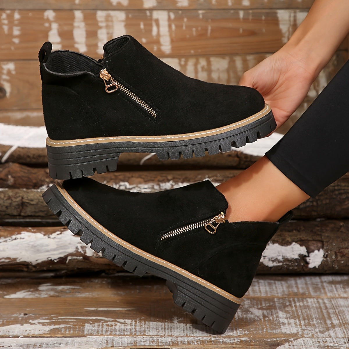 Botines para Mujer con Cierre de Cremallera Lateral y Suela Antideslizante