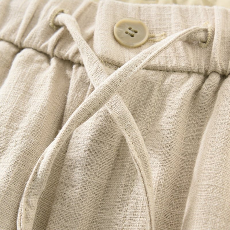 Pantalons en Lin et Coton pour Homme Coupe Droite avec Taille Élastique