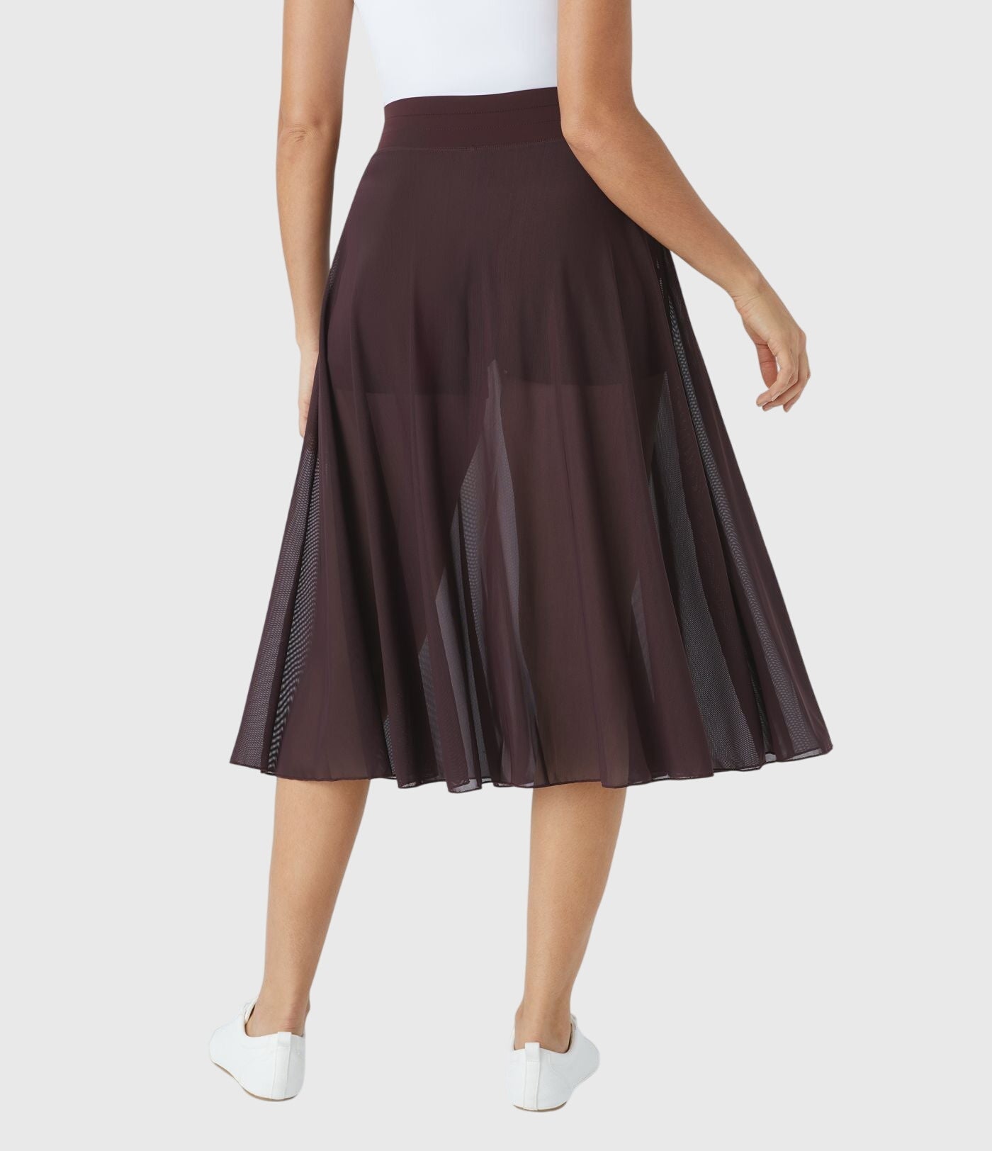Falda Midi Acampanada de Talle Alto para Mujer con Cordón Ajustable