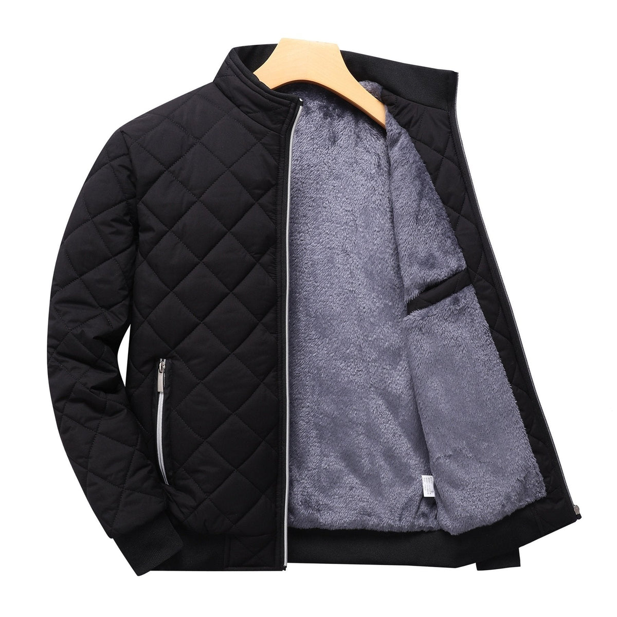 Chaqueta Acolchada de Poliéster para Hombre con Cuello Alto y Cremallera