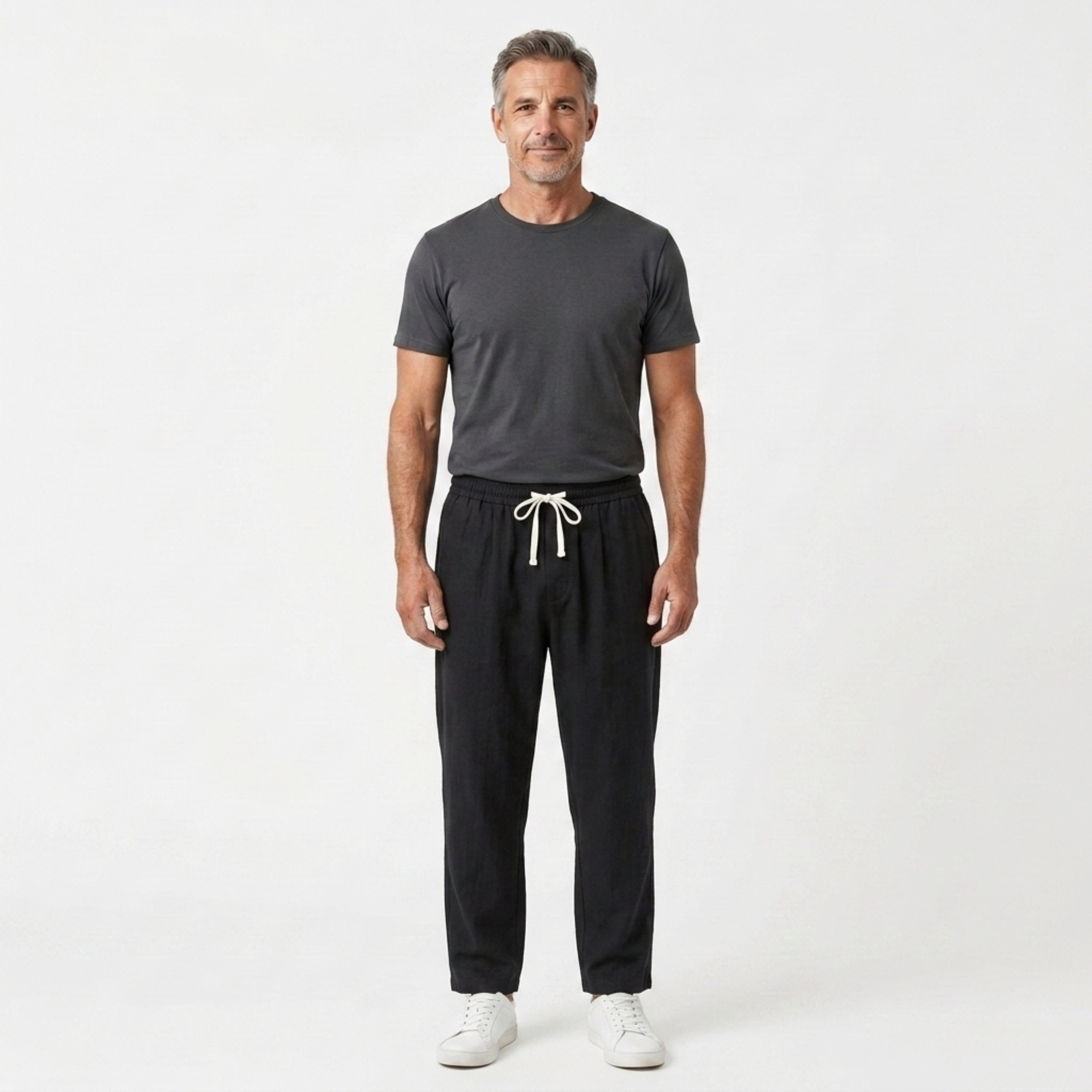 Pantalon en lin homme — coupe fuselée avec taille élastique